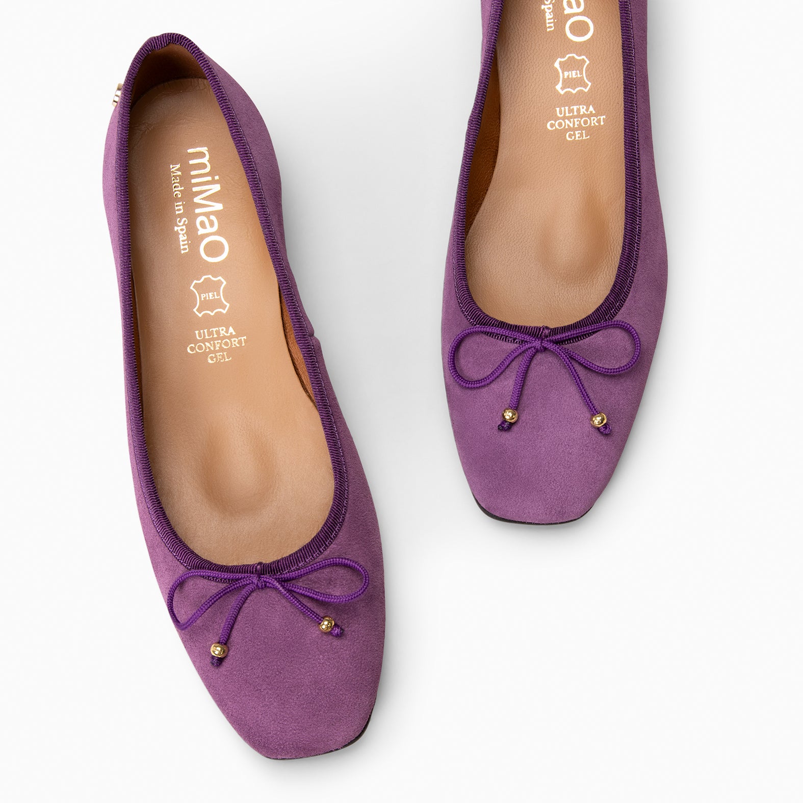 NINA – PURPLE Ballerina low heel in suede leather