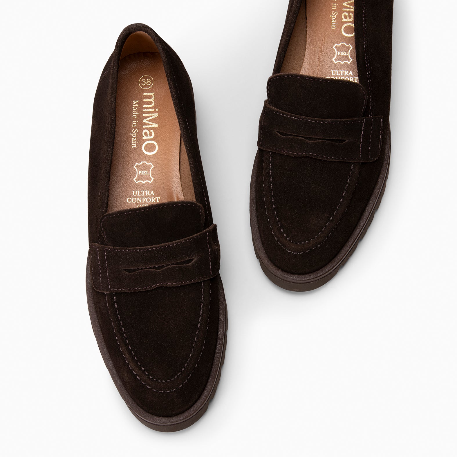 DAFNE - BROWN leather wedge loafers