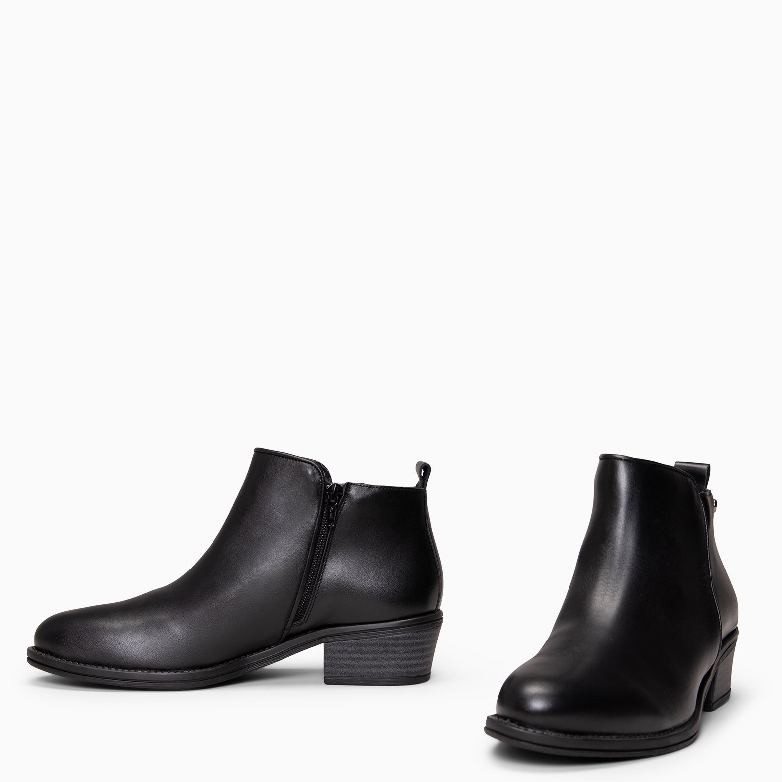BALTIMOR - Bottines à petit talon en cuir NOIR
