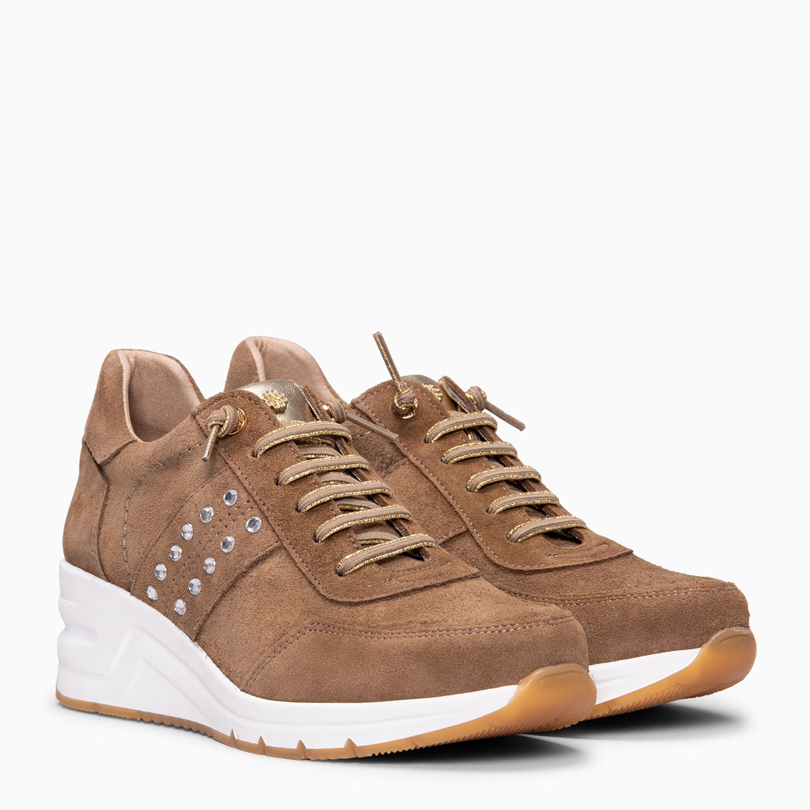 METZ - Zapatillas con cuña de ante TAUPE