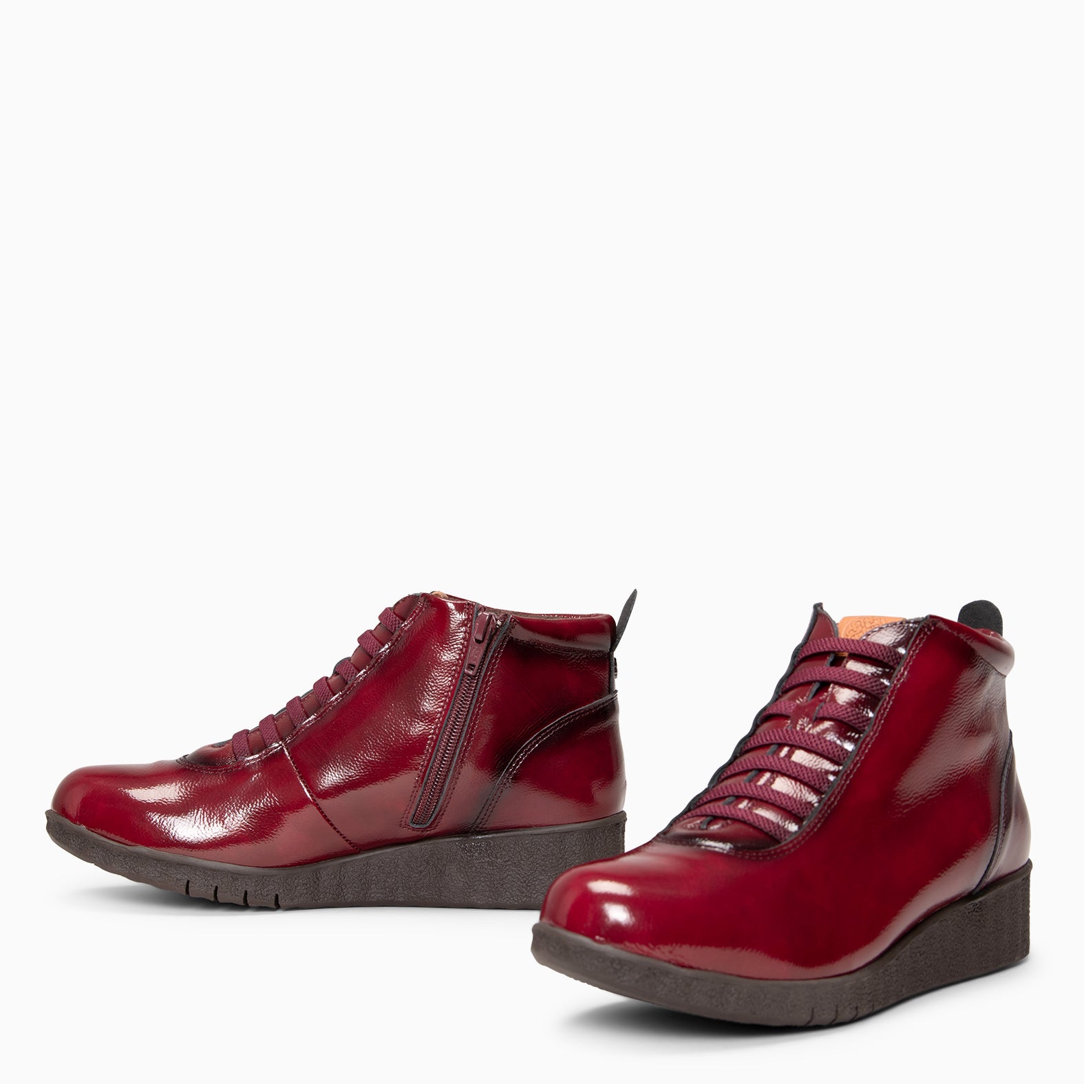 FLEXY - Baskets montantes en cuir vernis BORDEAUX