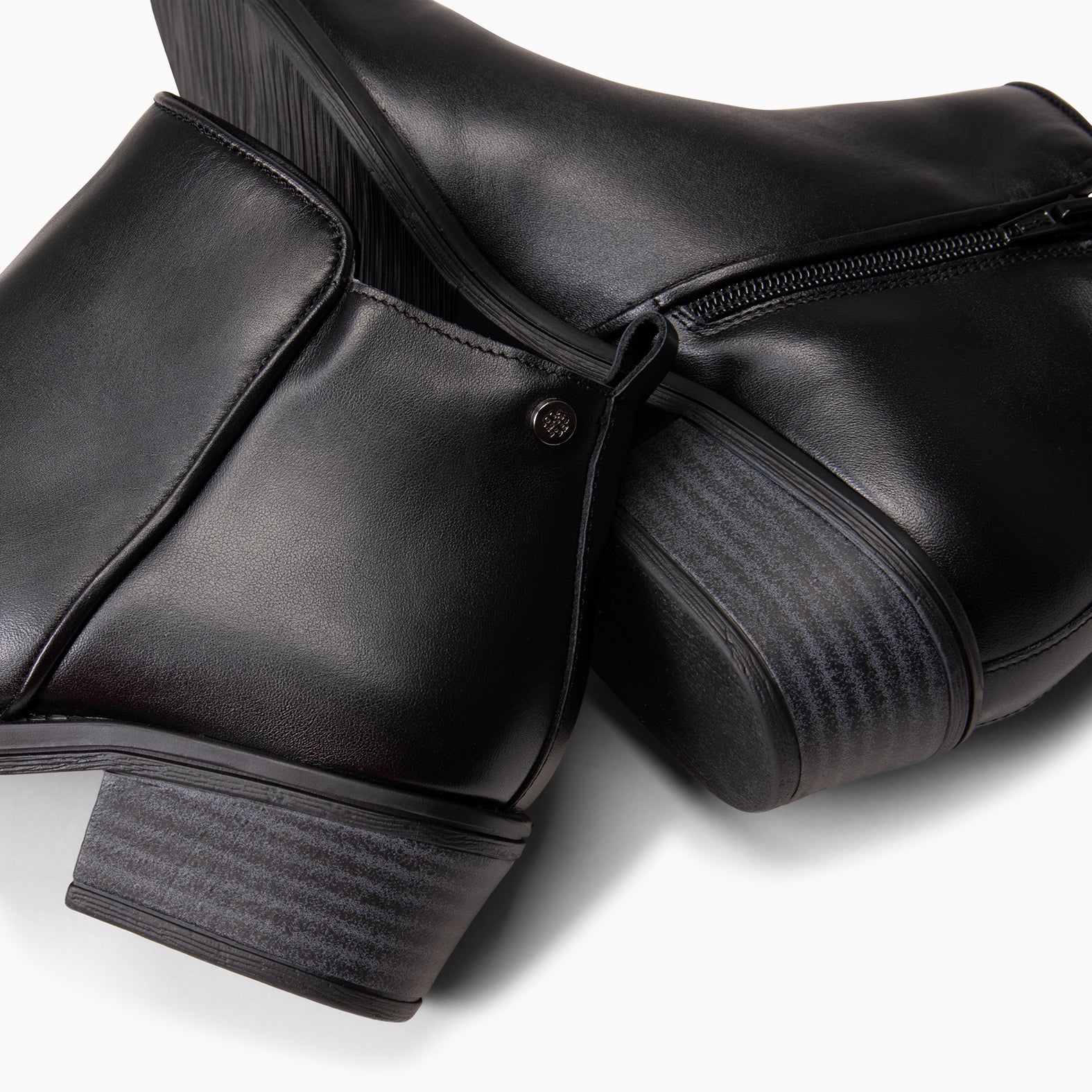 BALTIMOR - Bottines à petit talon en cuir NOIR