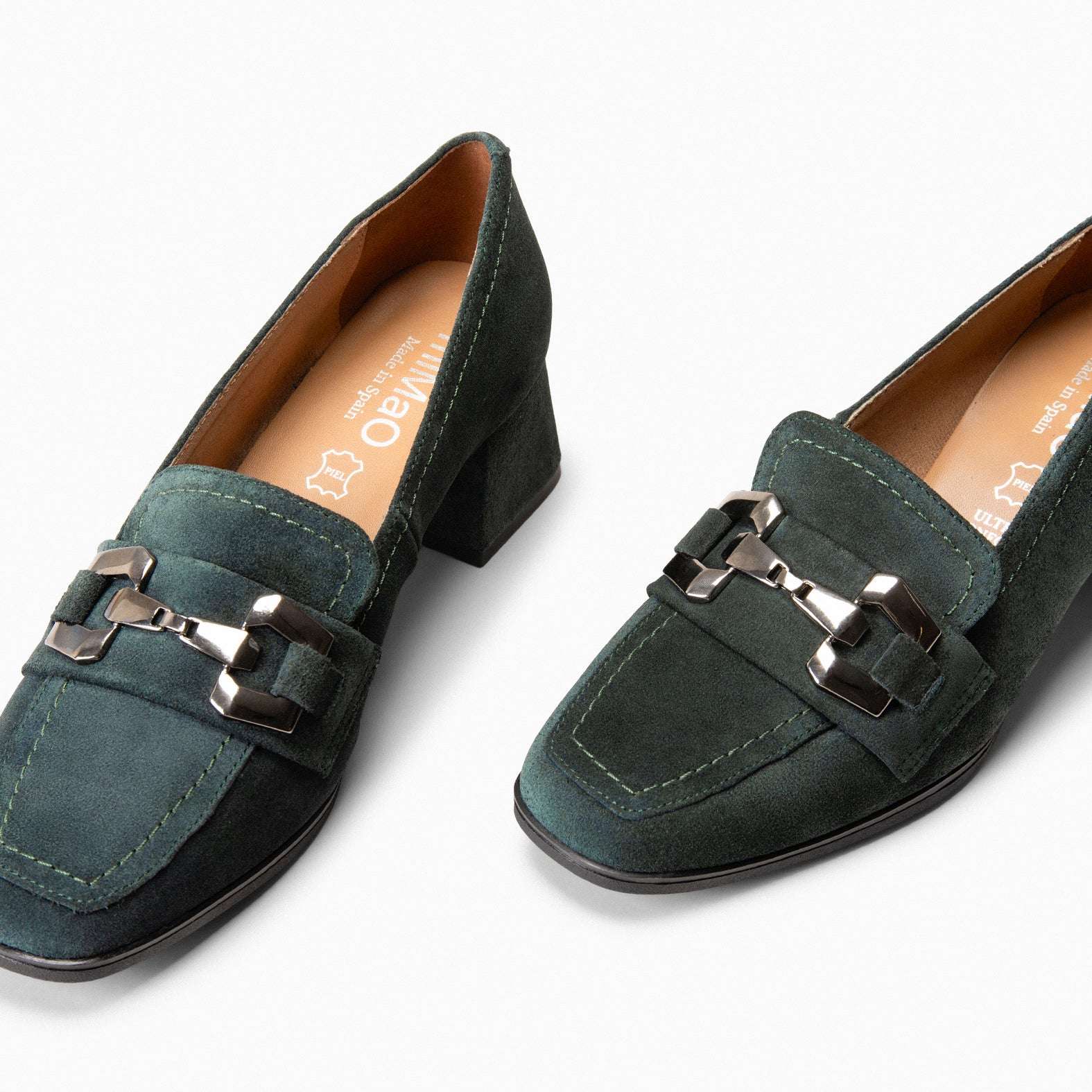 CAMILA – GREEN block heel moccasins