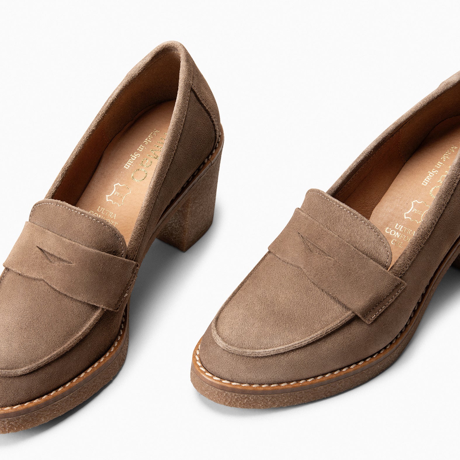 MOKKA – Mocasín de napa con tacón TAUPE