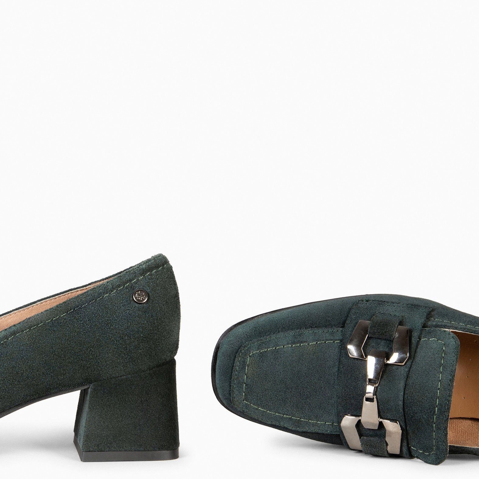 CAMILA – GREEN block heel moccasins