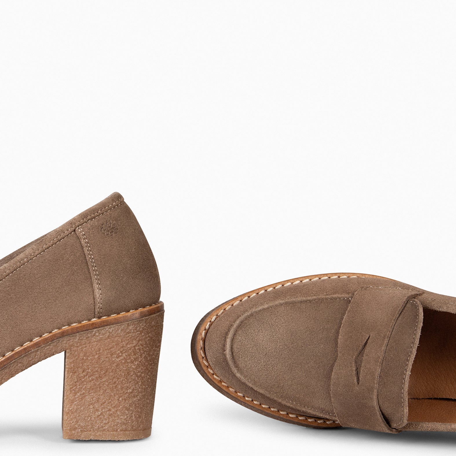 MOKKA - Mocassins à talon en daim TAUPE