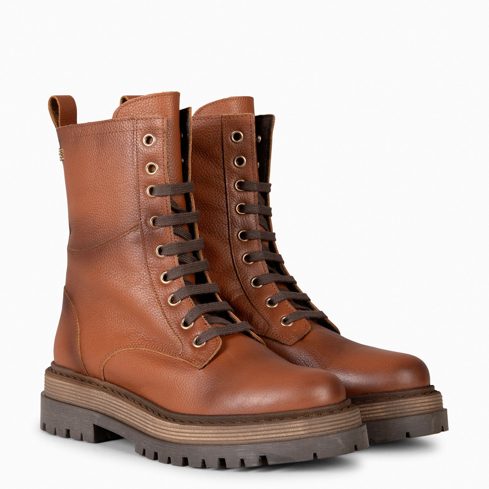 ROLLING – Bottines militaires à lacets CAMEL