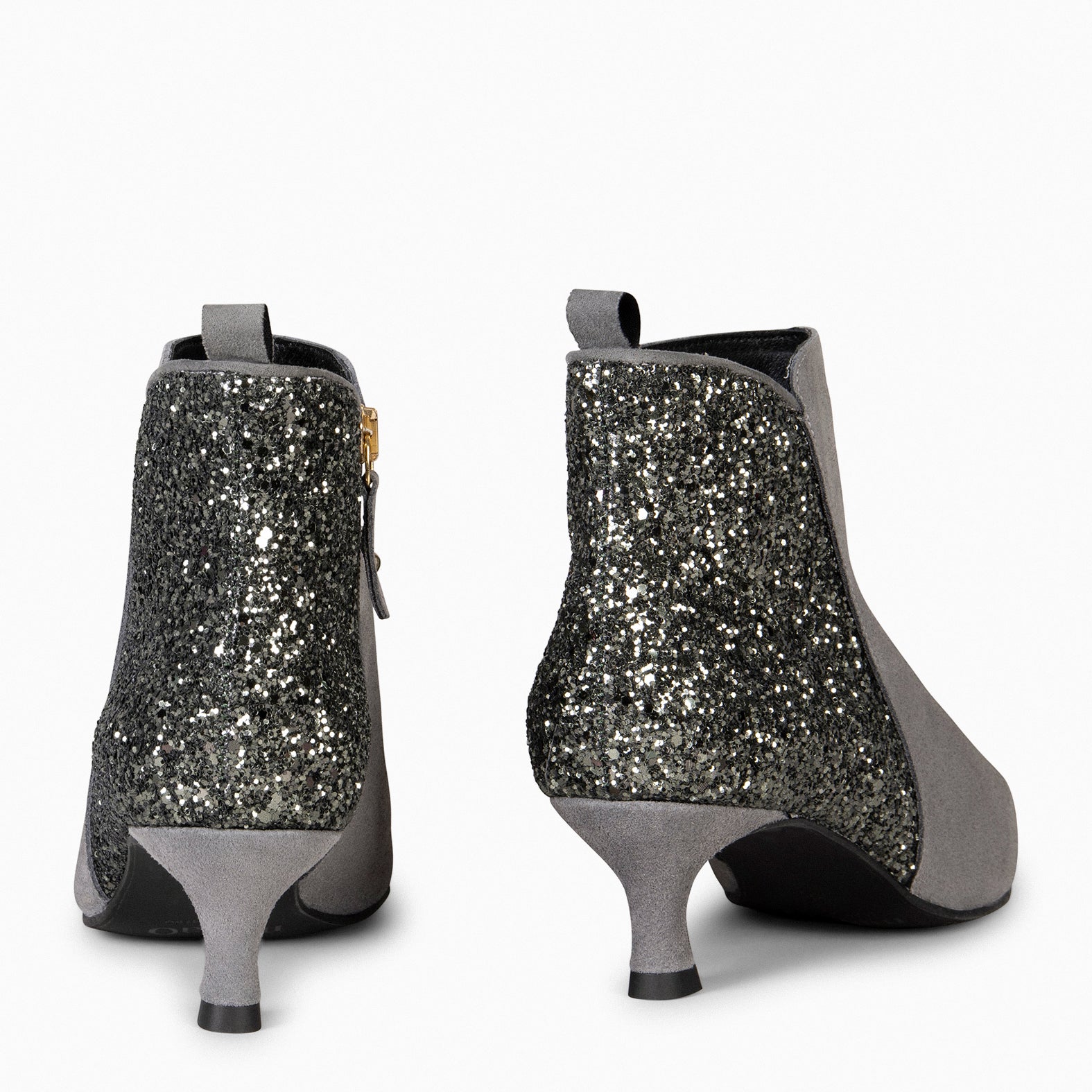 ROYAL GLITTER - Bottines à petit talon kitten GRIS