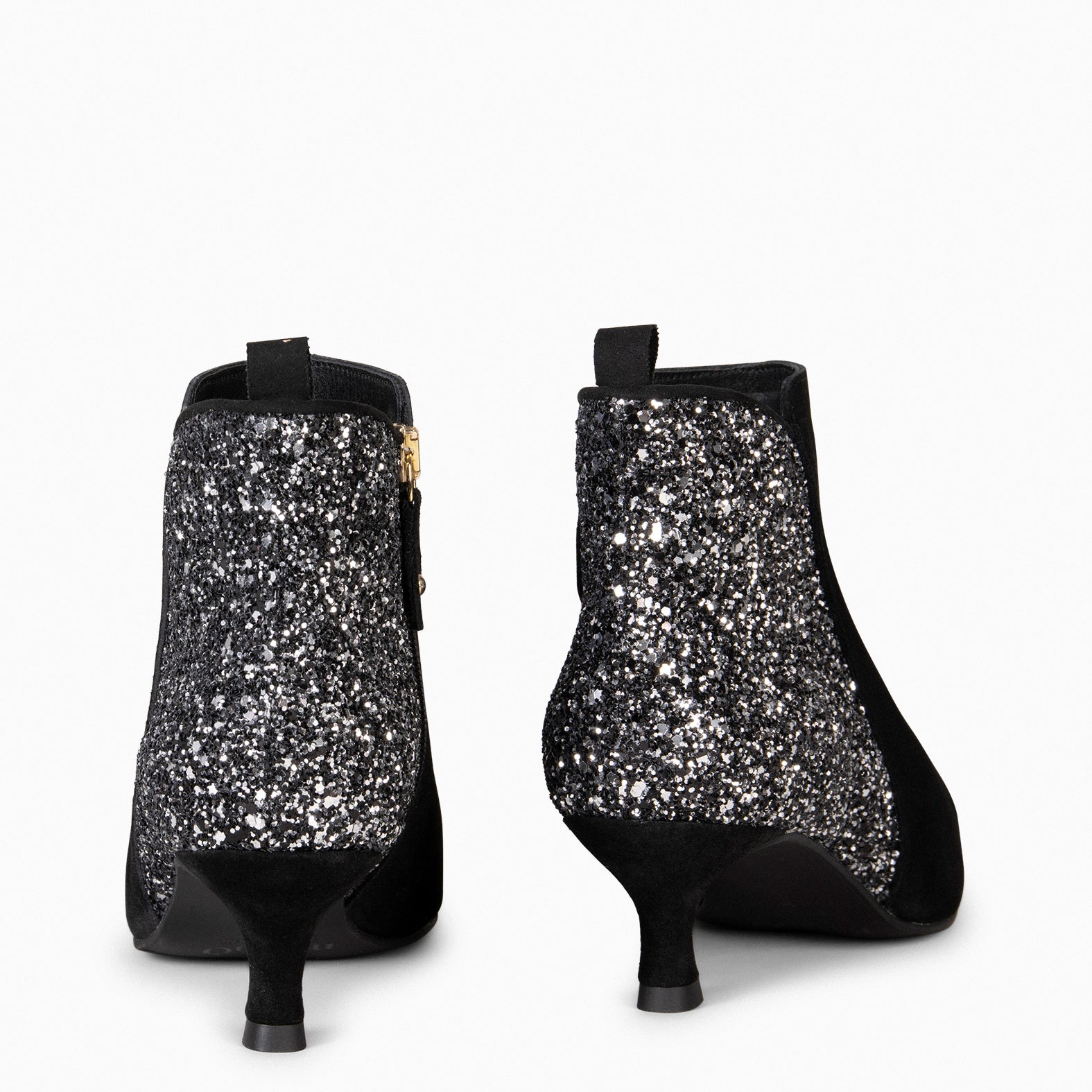 ROYAL GLITTER – BLACK Low-heel booties