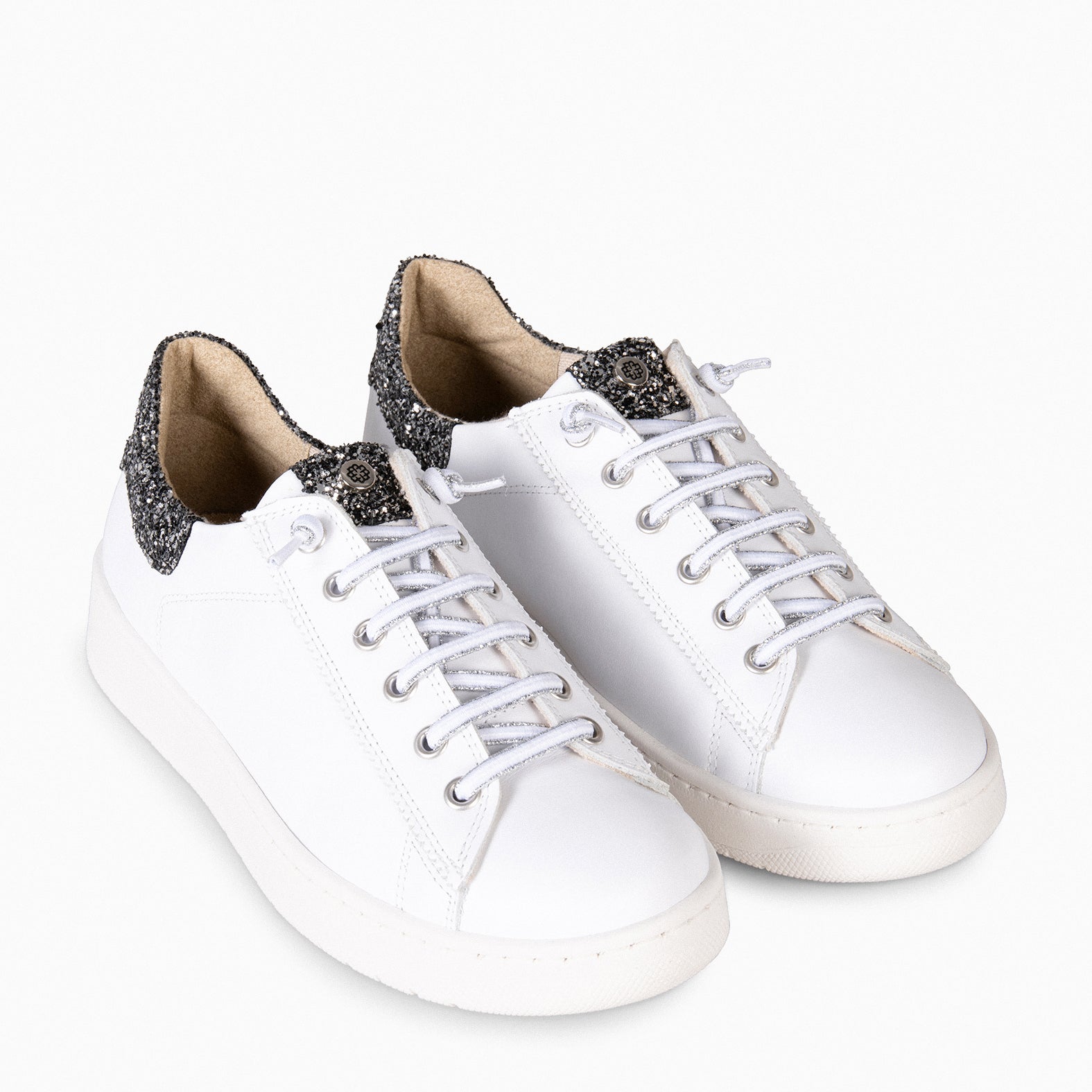 NANTES – WHITE GLITTER SNEAKER WITH ELASTIC LACES