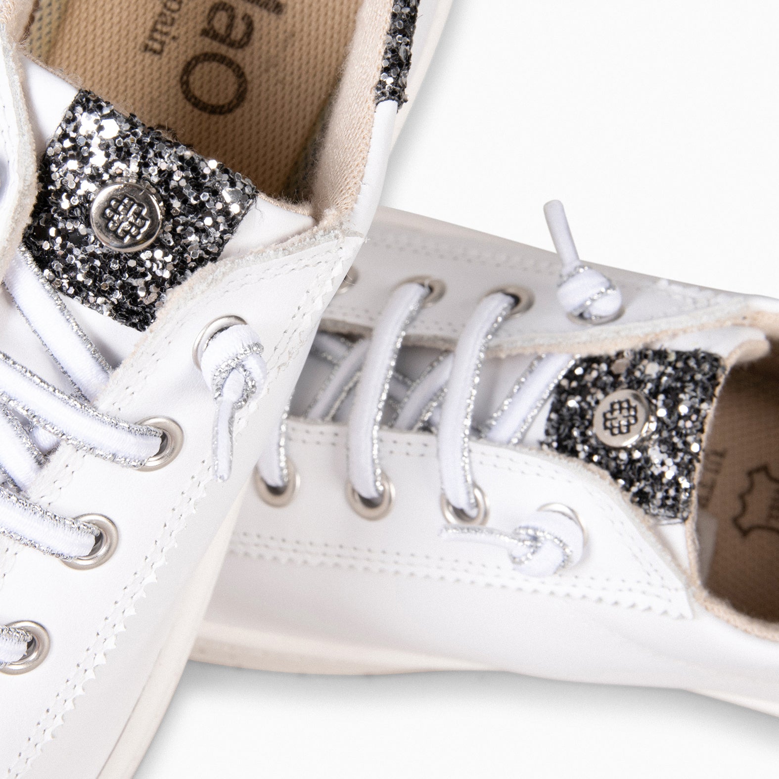 NANTES – WHITE GLITTER SNEAKER WITH ELASTIC LACES