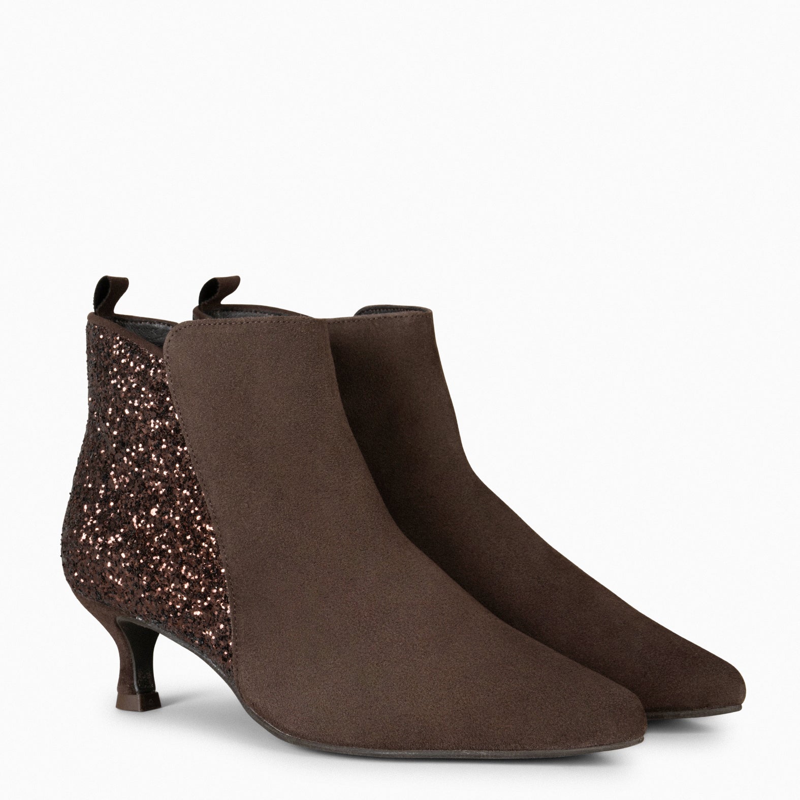 ROYAL GLITTER – BROWN Low-heel booties