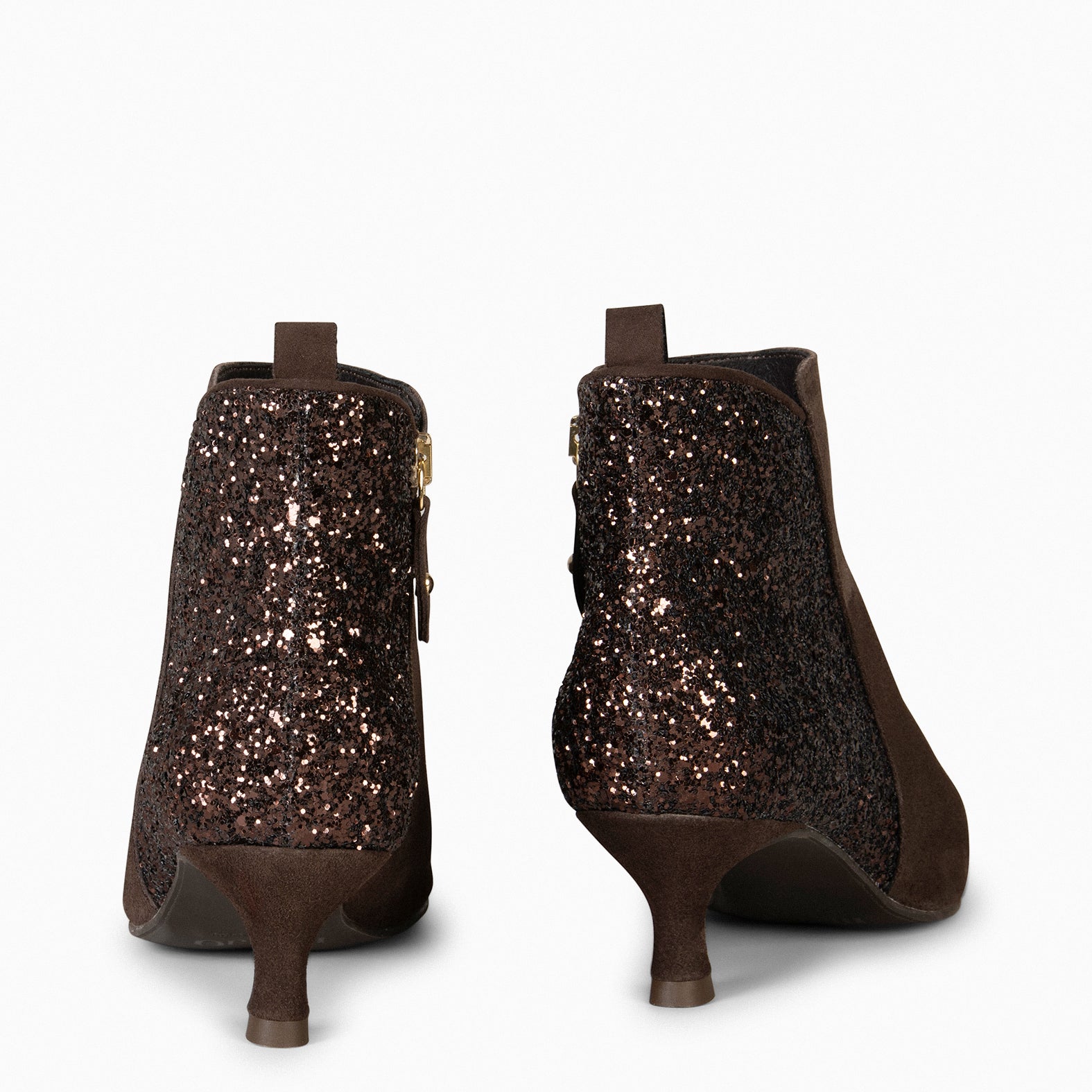 ROYAL GLITTER – BROWN Low-heel booties