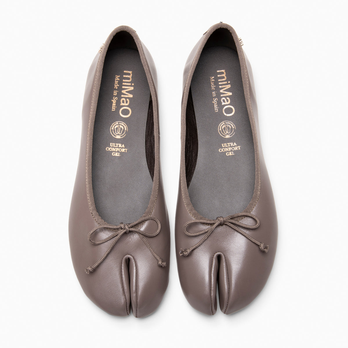AMAYA - TAUPE Tabi leather ballerinas