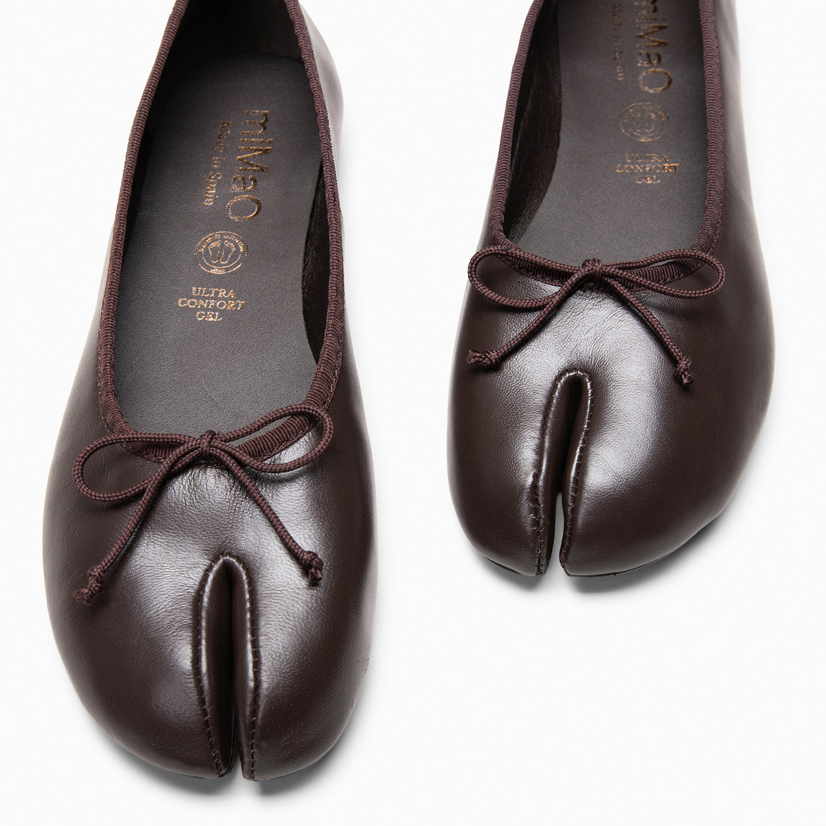 AMAYA - Bailarinas Tabi de piel MARRON