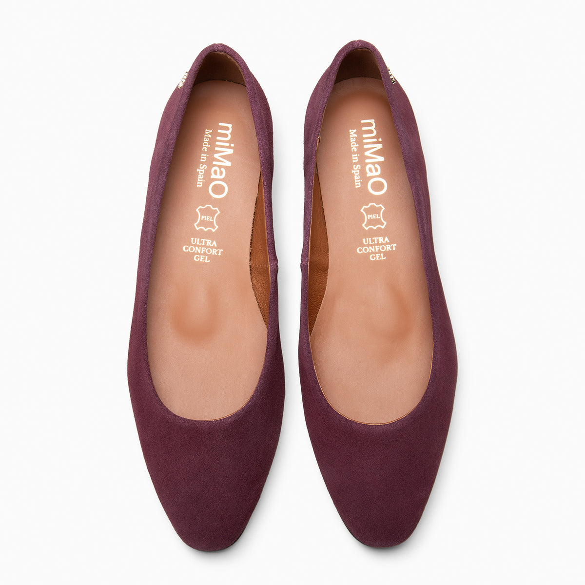 MALOU - BURGUNDY Water repellent Leather ballerinas with hidden wedge heel 