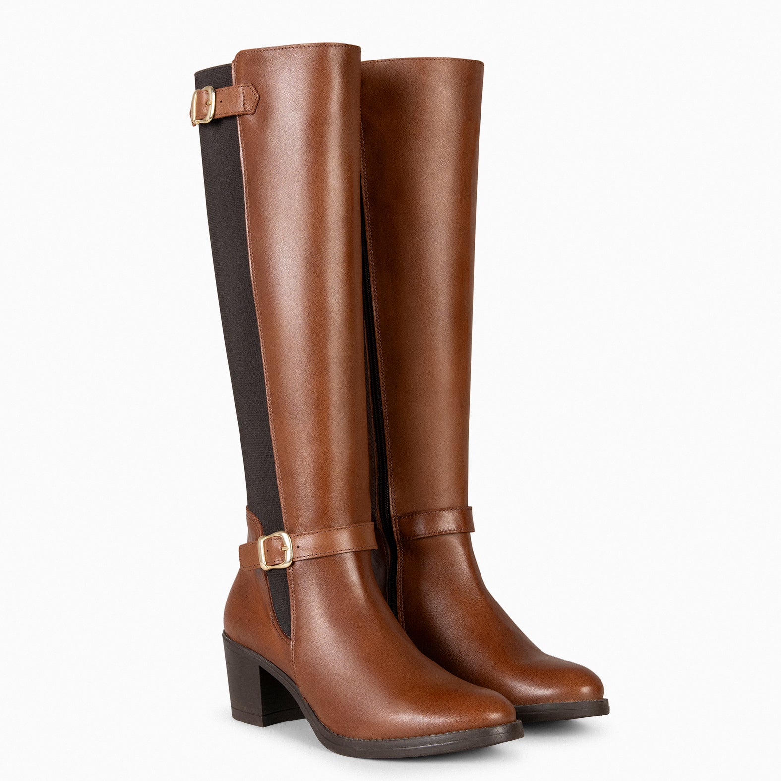 SENA – Bottes hautes bi-matières ajustables MARRON