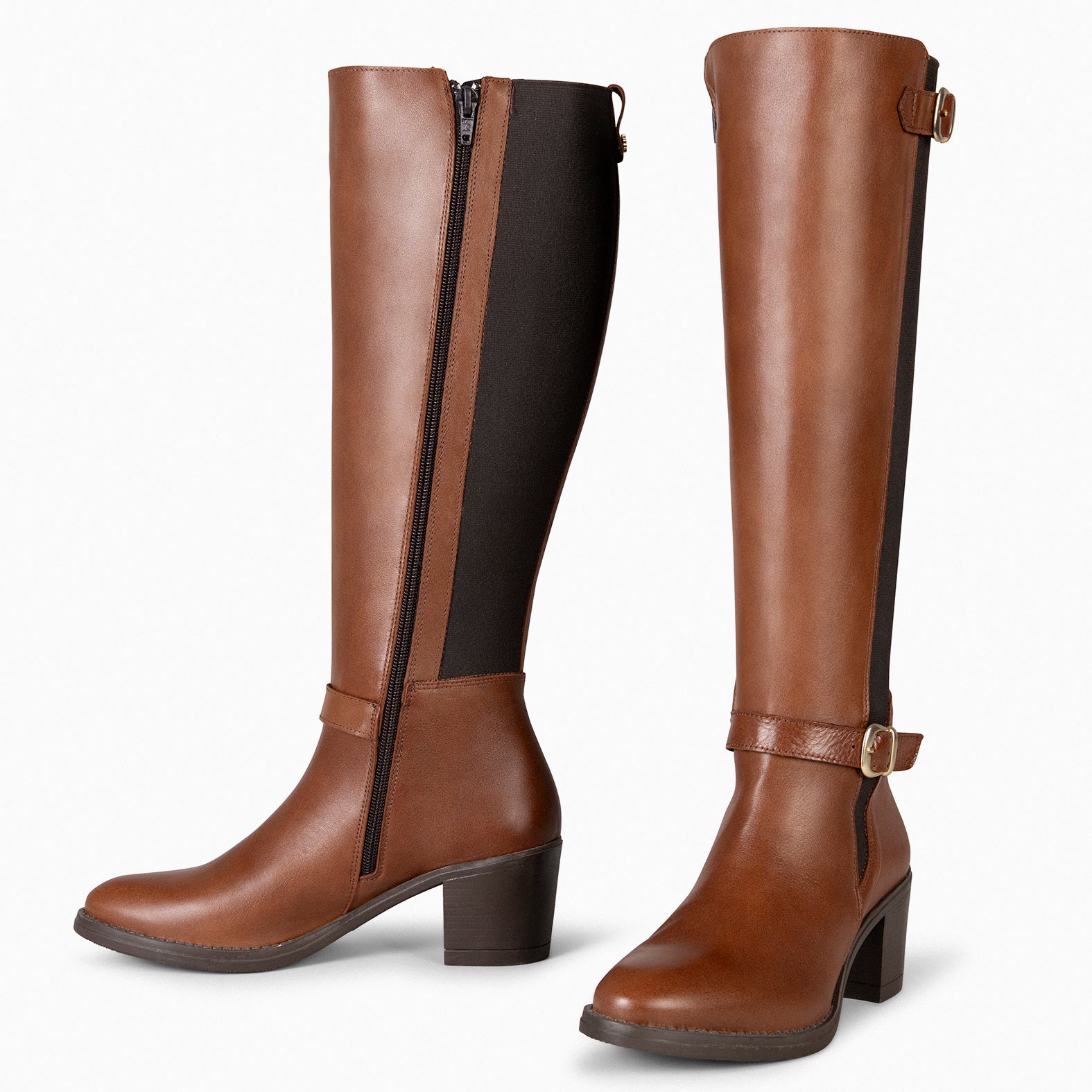 SENA – Bottes hautes bi-matières ajustables MARRON