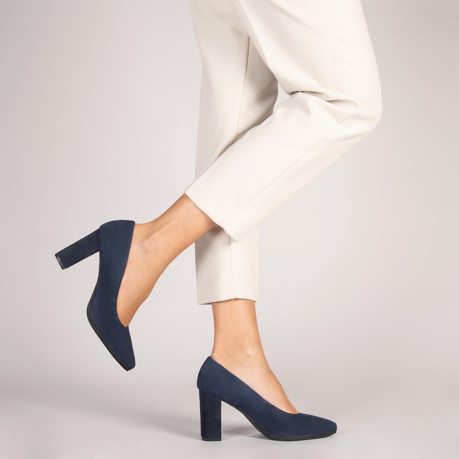 URBAN - NAVY suede high-heeled shoes