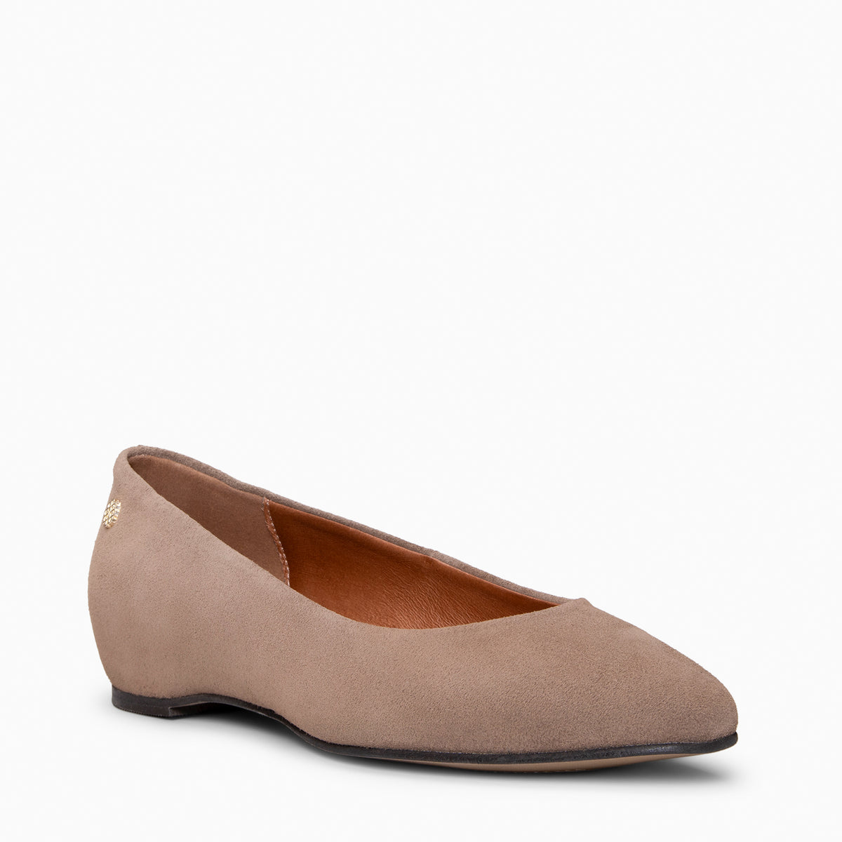 MALOU – Ballerina’s van suède met verborgen sleehak TAUPE