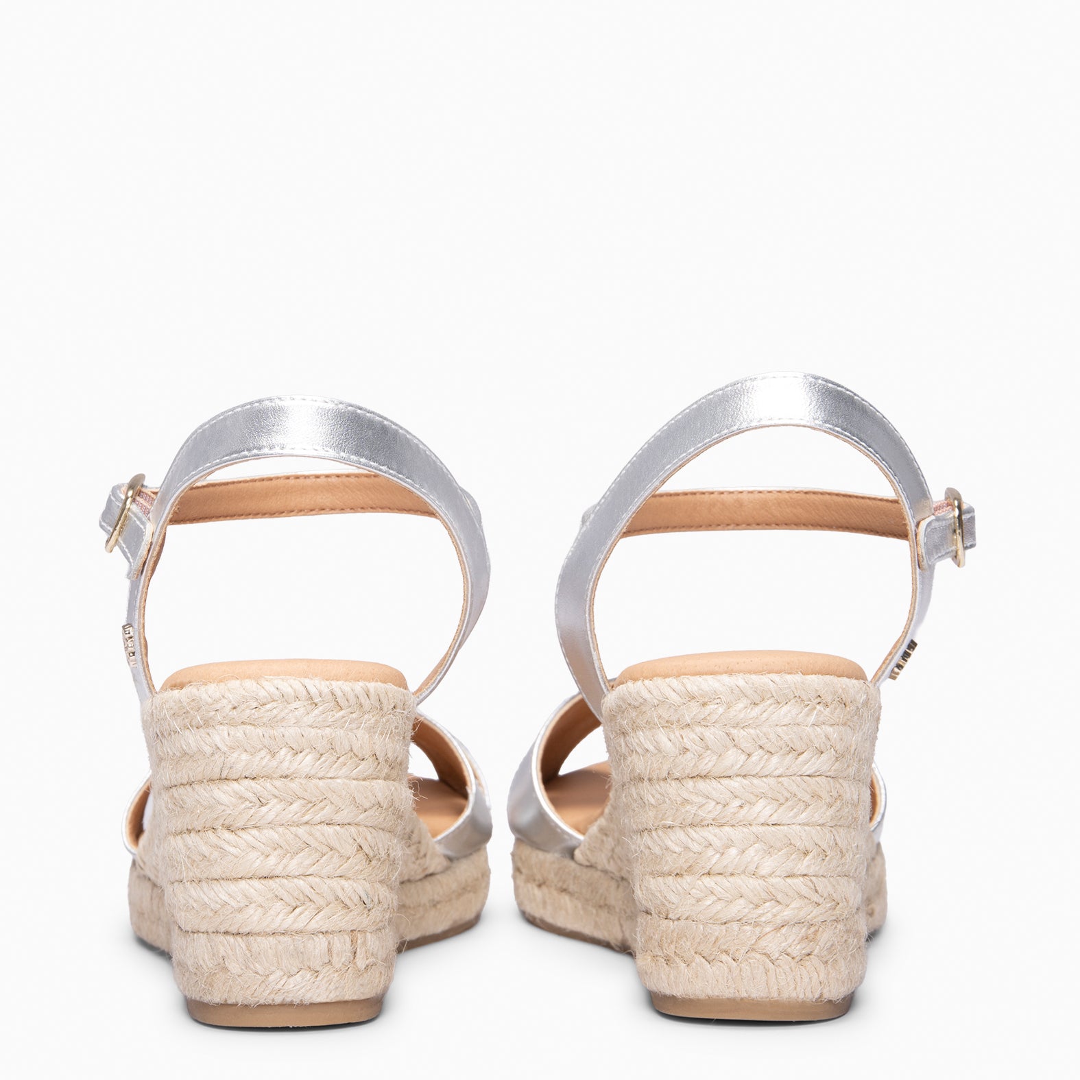 CALPE – Cuñas de Esparto artesanal con tiras y hebilla PLATA