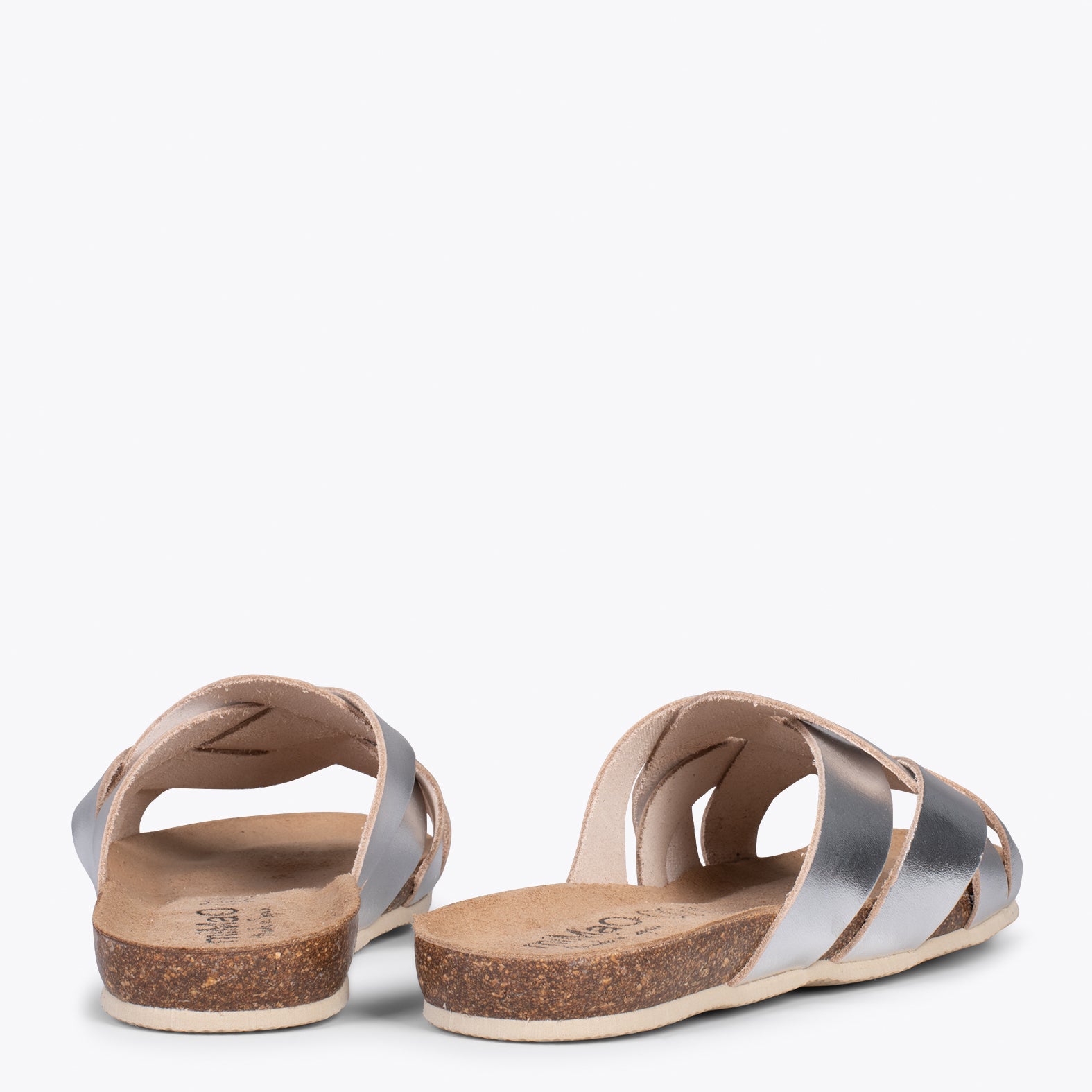 DHALIA – SILVER slides with braided upper