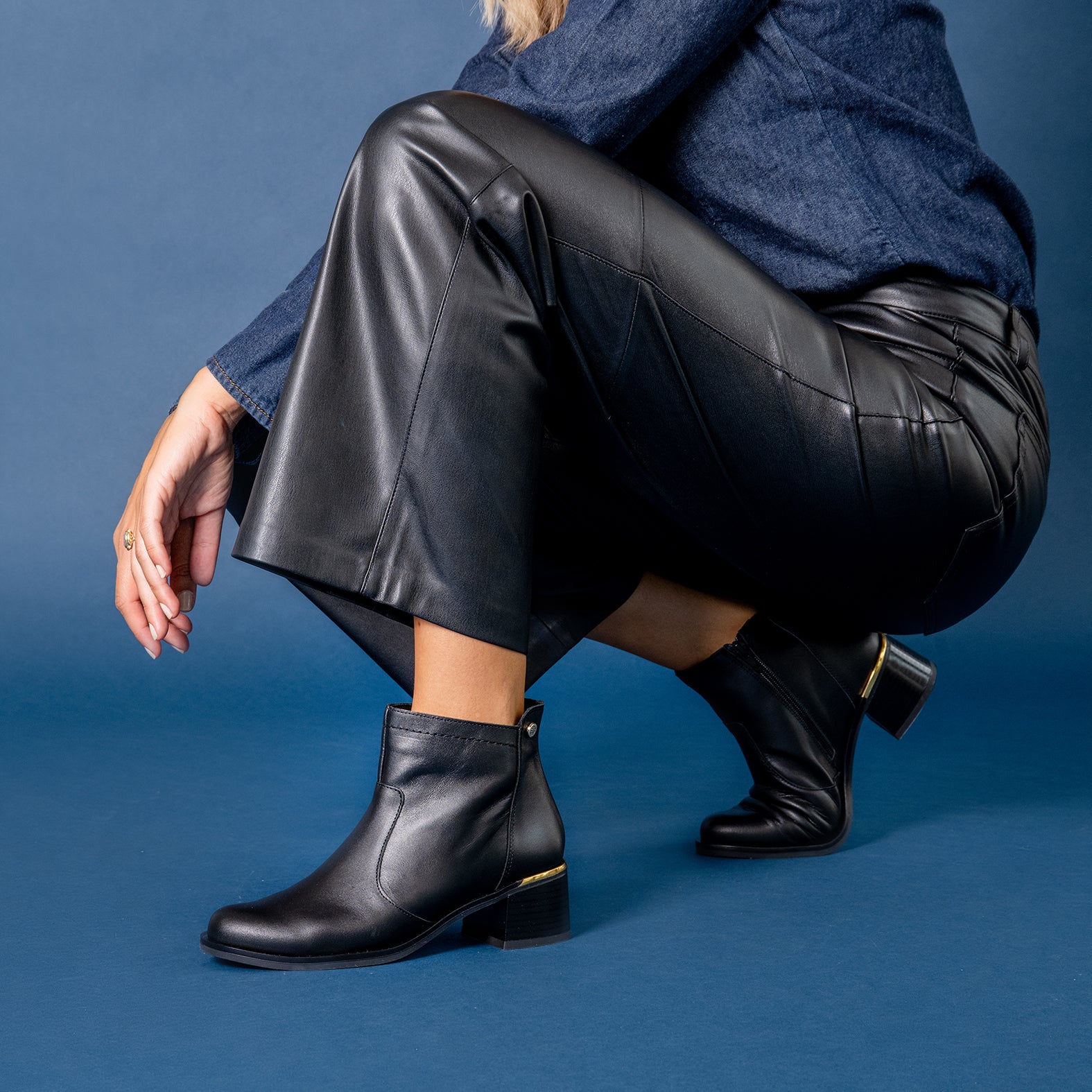 NIXIE – botines de tacón bajo para mujer MARRON