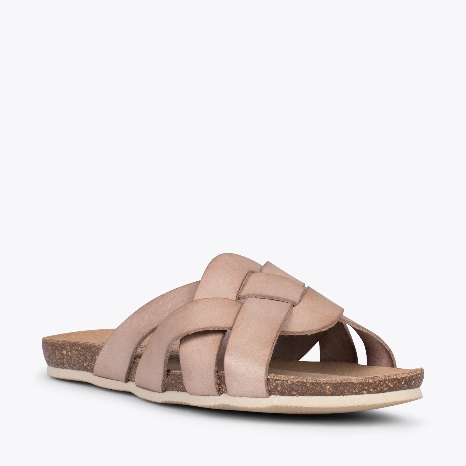 DHALIA – TAUPE slides with braided upper