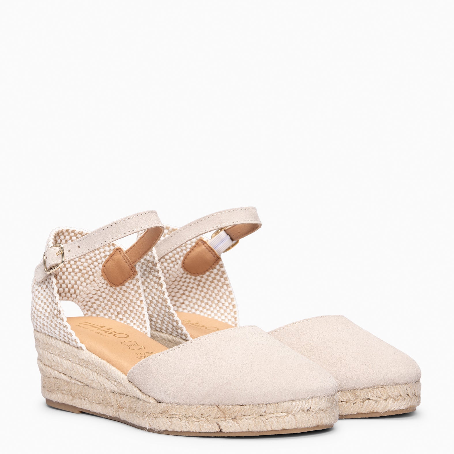 FORNELLS – Sandálias de cunha baixas de Esparto BEGE