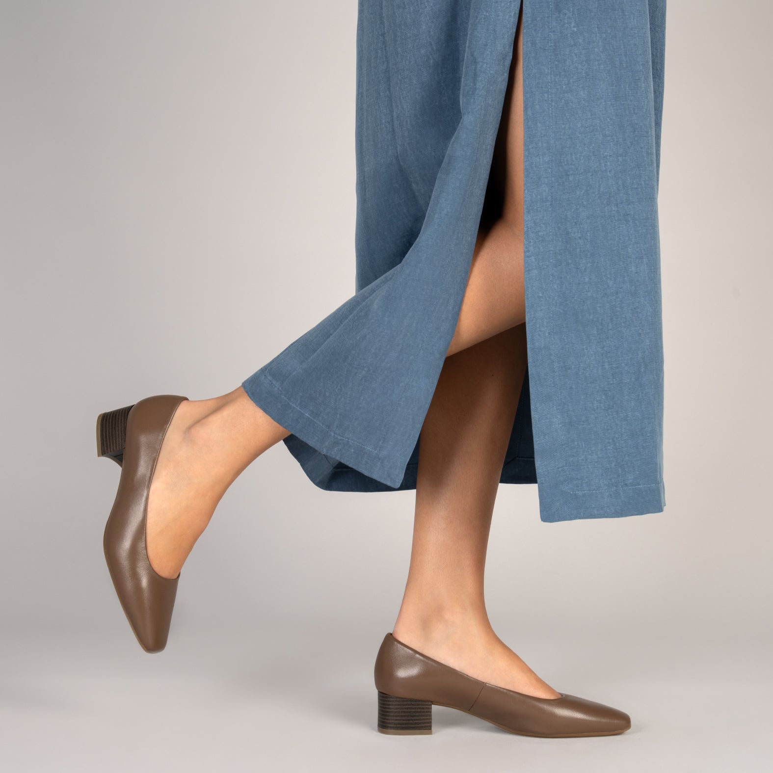 URBAN LADY – BROWN Low heel nappa shoes 