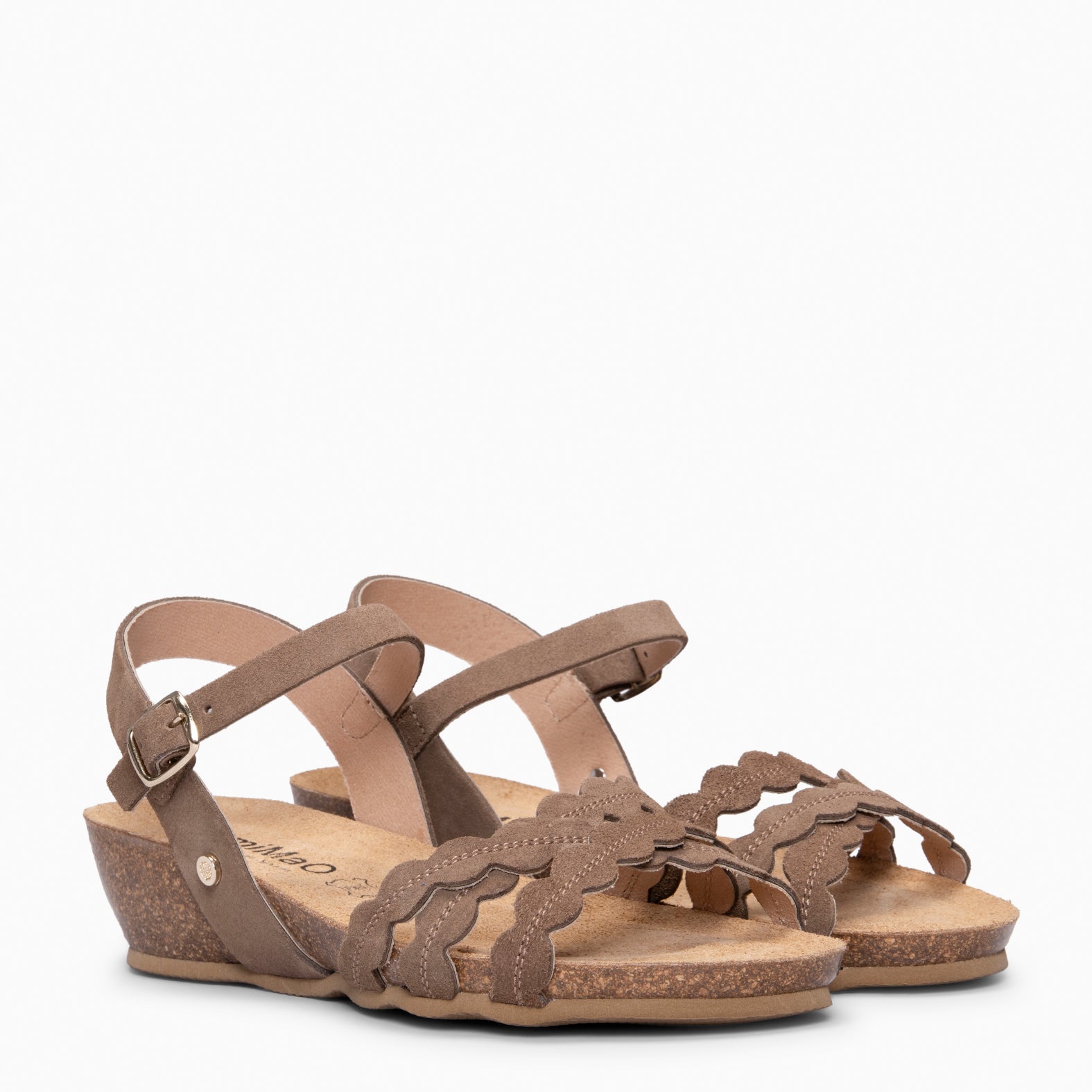 MALTA - Sandales à talon compensé en liège TAUPE