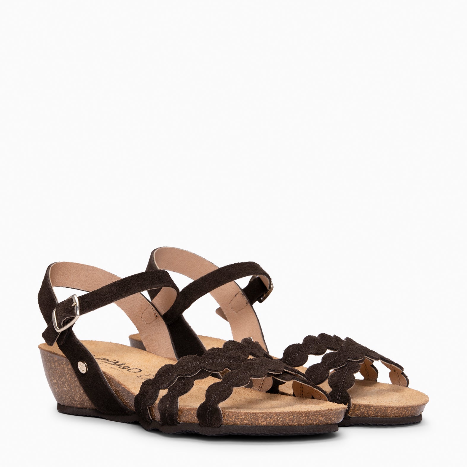 MALTA - Sandales à talon compensé en liège MARRON