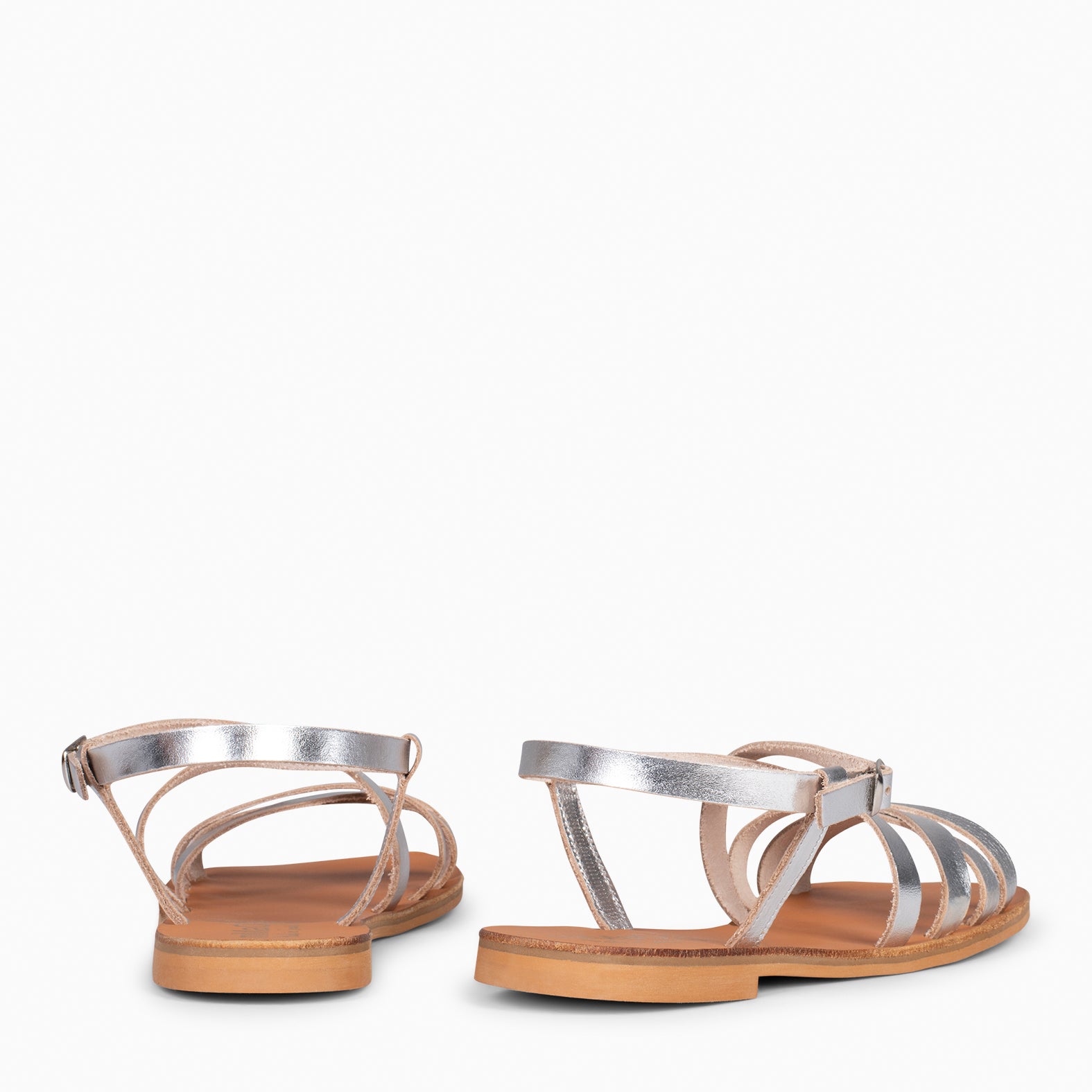 IXORA – SILVER flat sandals with buckle