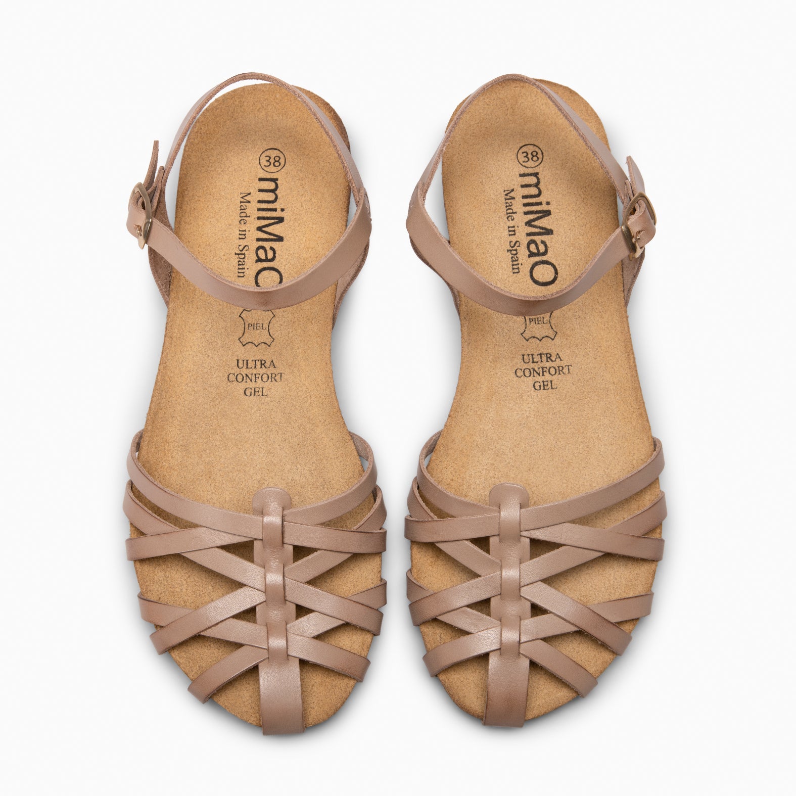 BEACH - TAUPE CROSS-STRAPS FLAT SANDALS