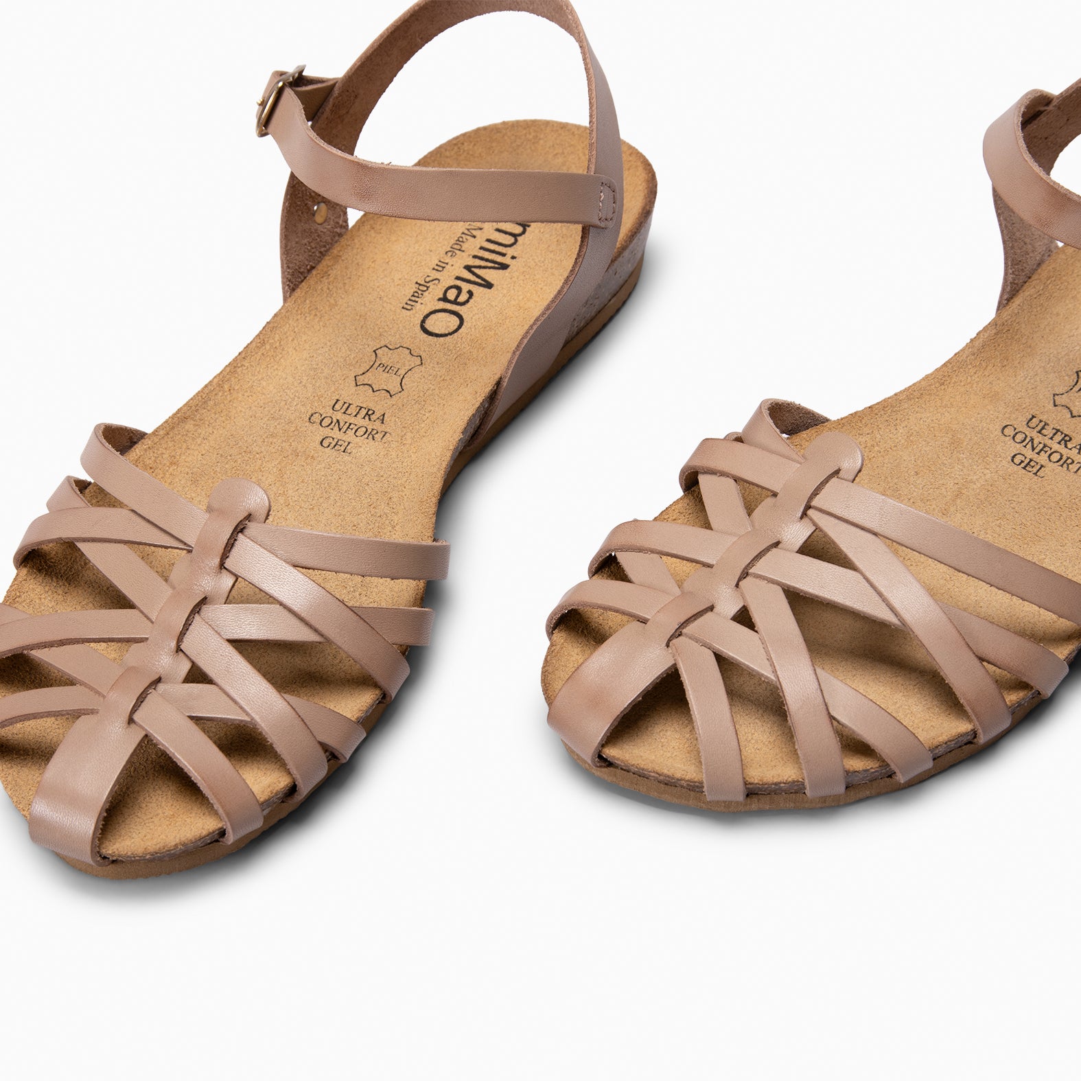 BEACH - TAUPE CROSS-STRAPS FLAT SANDALS