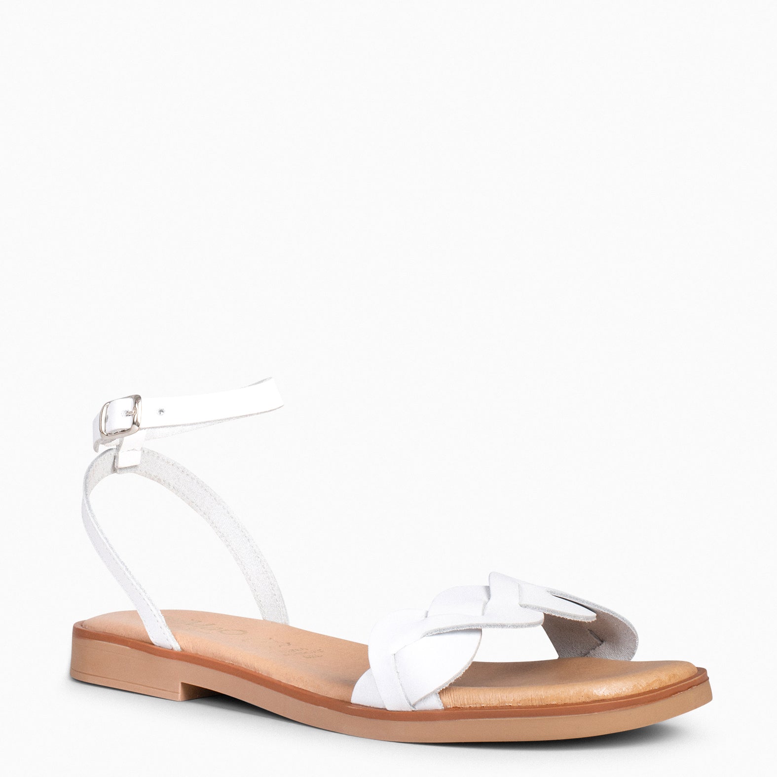 ARECA - Sandales Plates pour femme en cuir BLANC