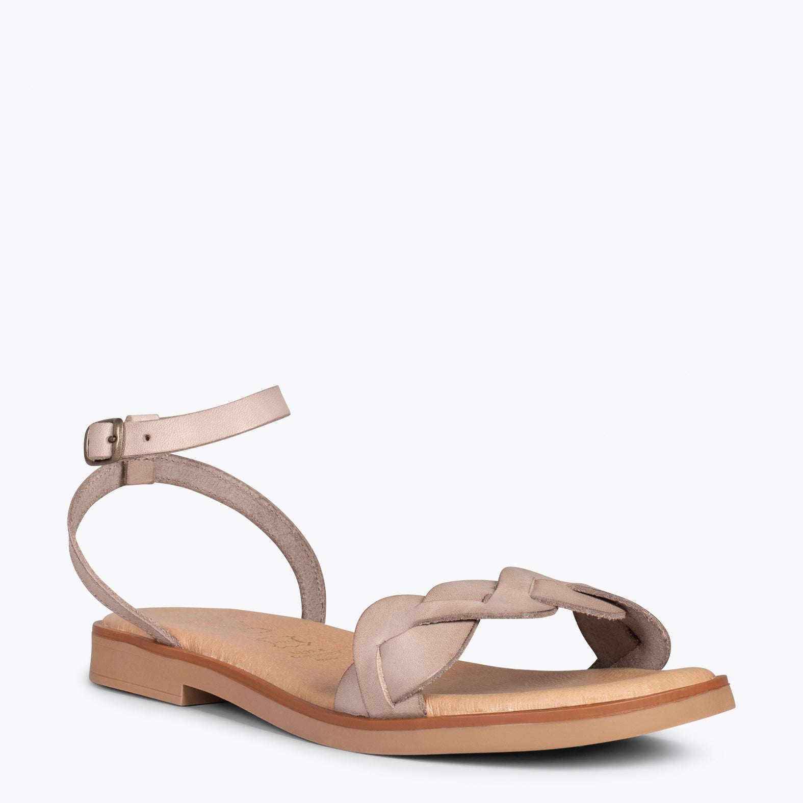 ARECA – TAUPE flat sandal with braided upper