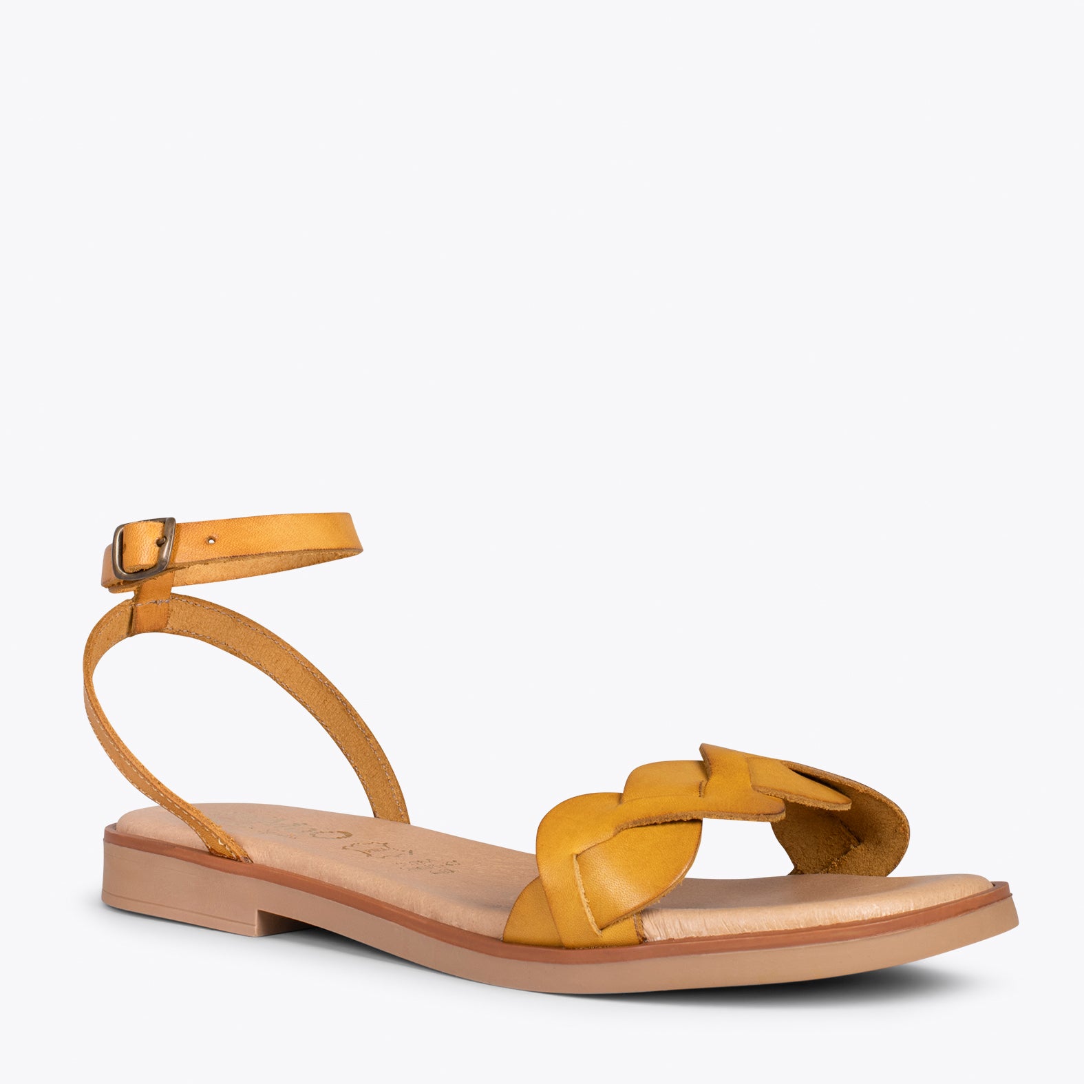 ARECA – MUSTARD flat sandal with braided upper