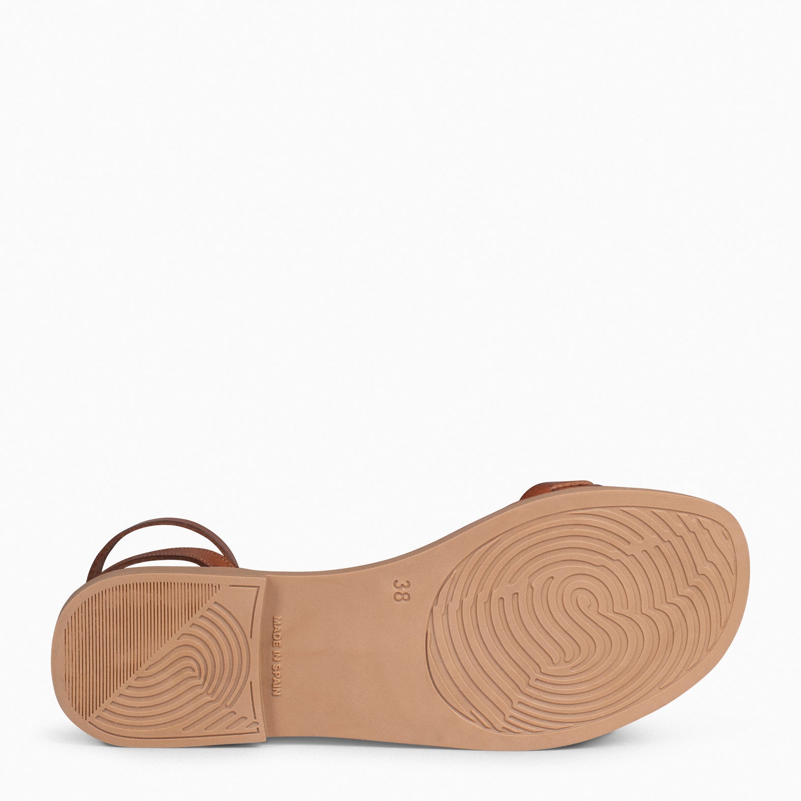 ARECA - Sandales Plates pour femme en cuir CAMEL