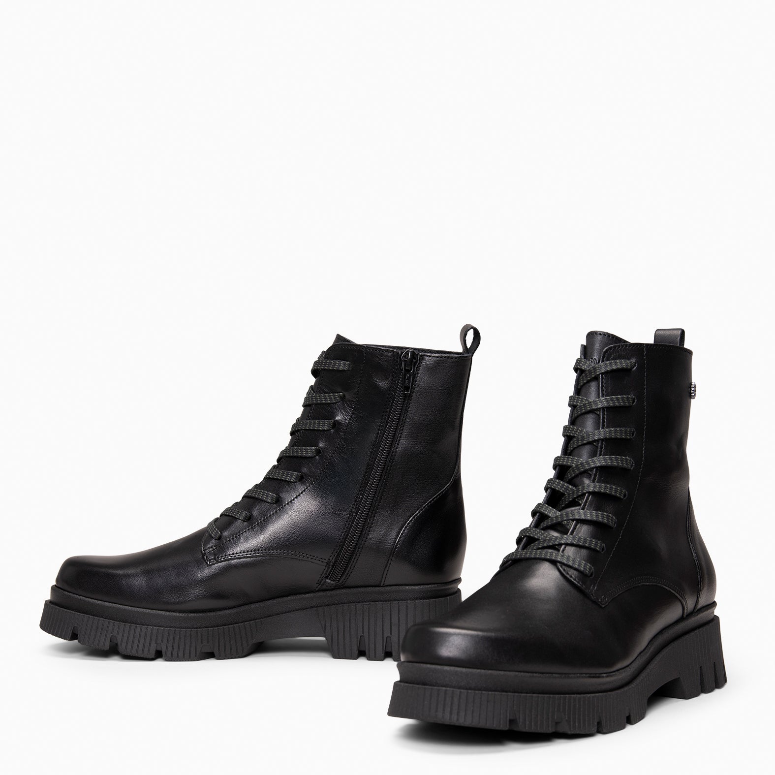 STONE - Botas militares em pele PRETO