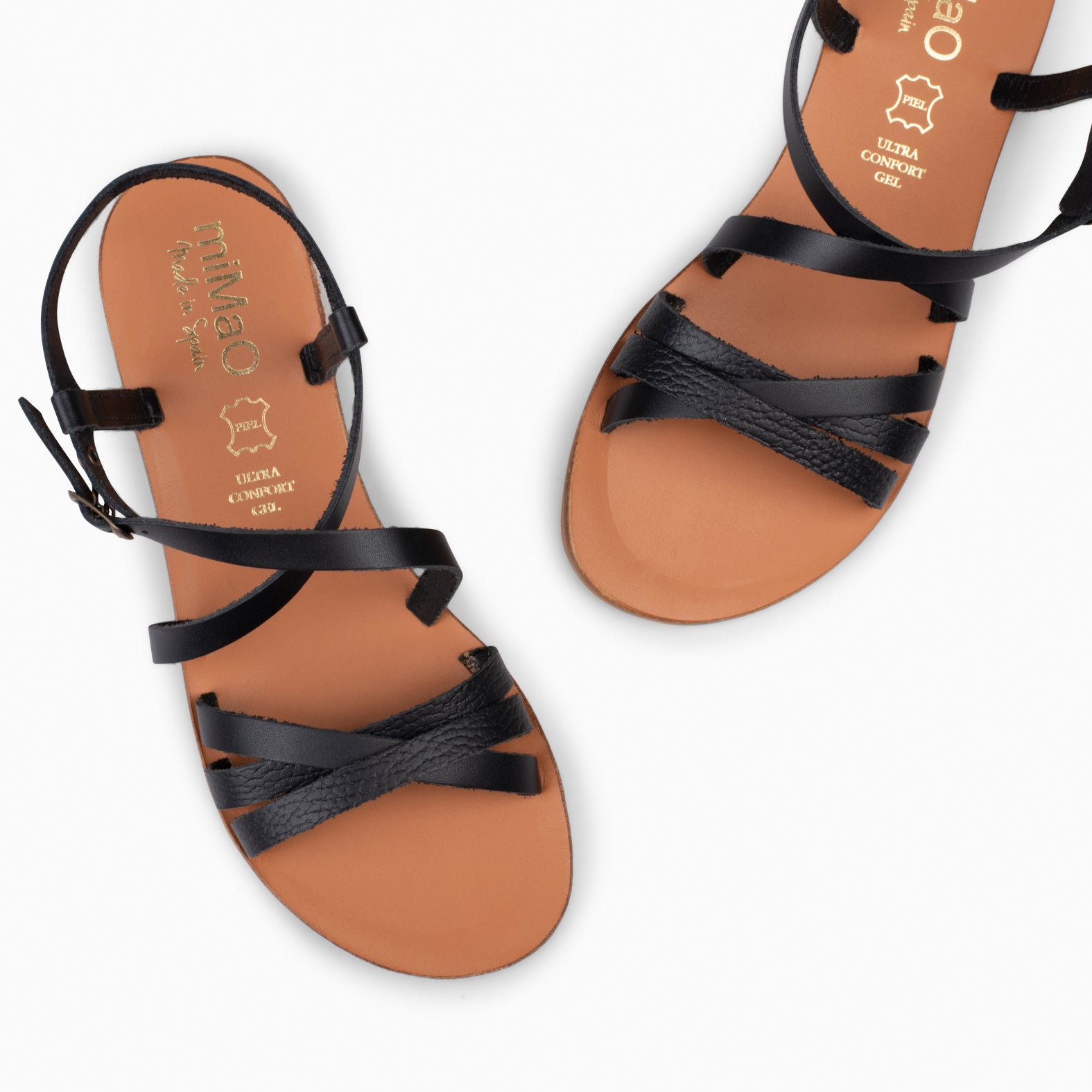 IXORA – BLACK flat sandals with buckle