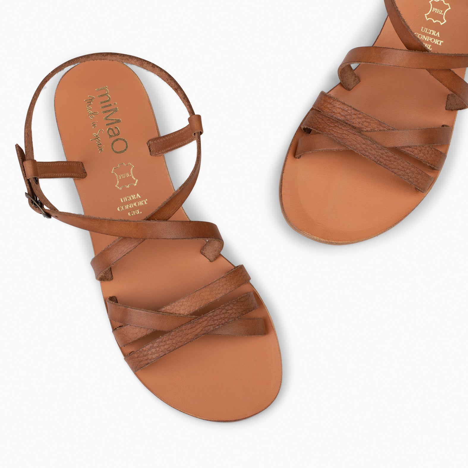 IXORA – CAMEL flat sandals with buckle