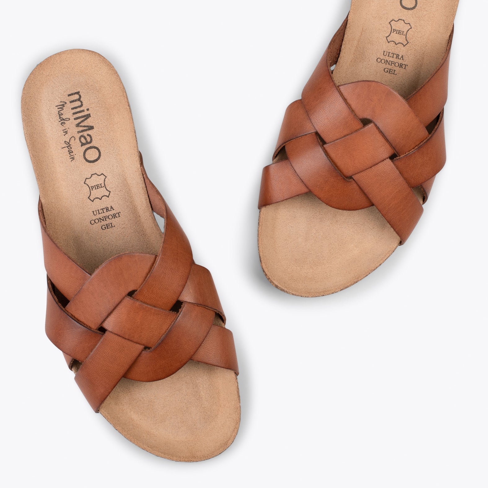 DALIA – Sandales plates en couleur CAMEL
