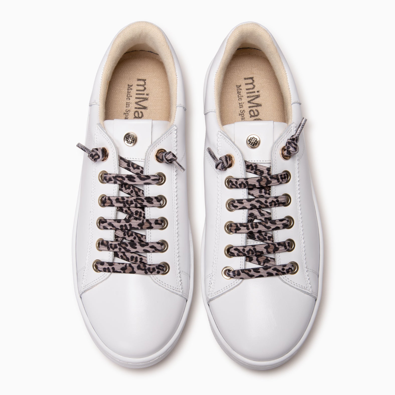 NANTES - Baskets élégantes en cuir BLANC LÉOPARD