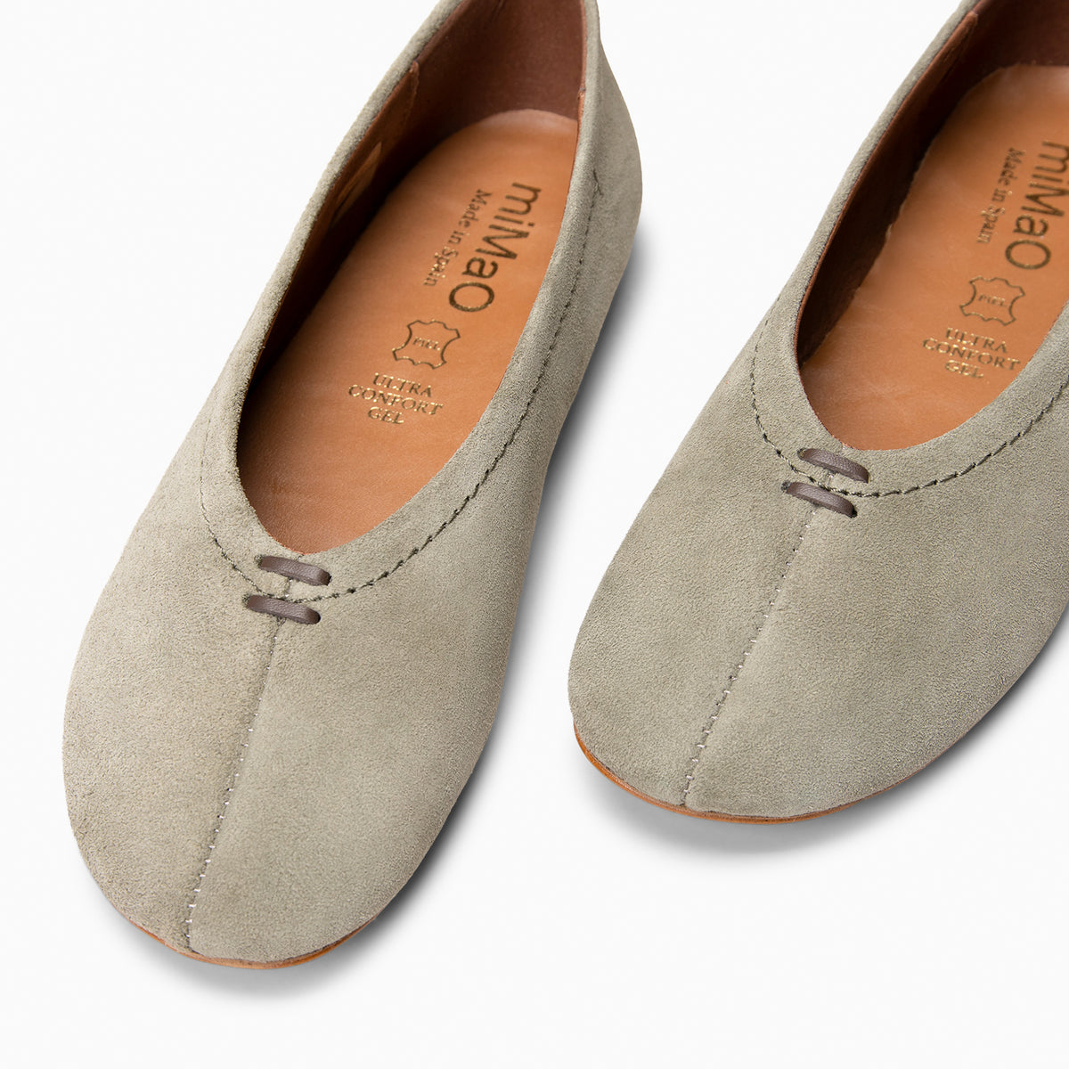 HANOI - Bailarinas de tacón bajo de serraje KAQUI
