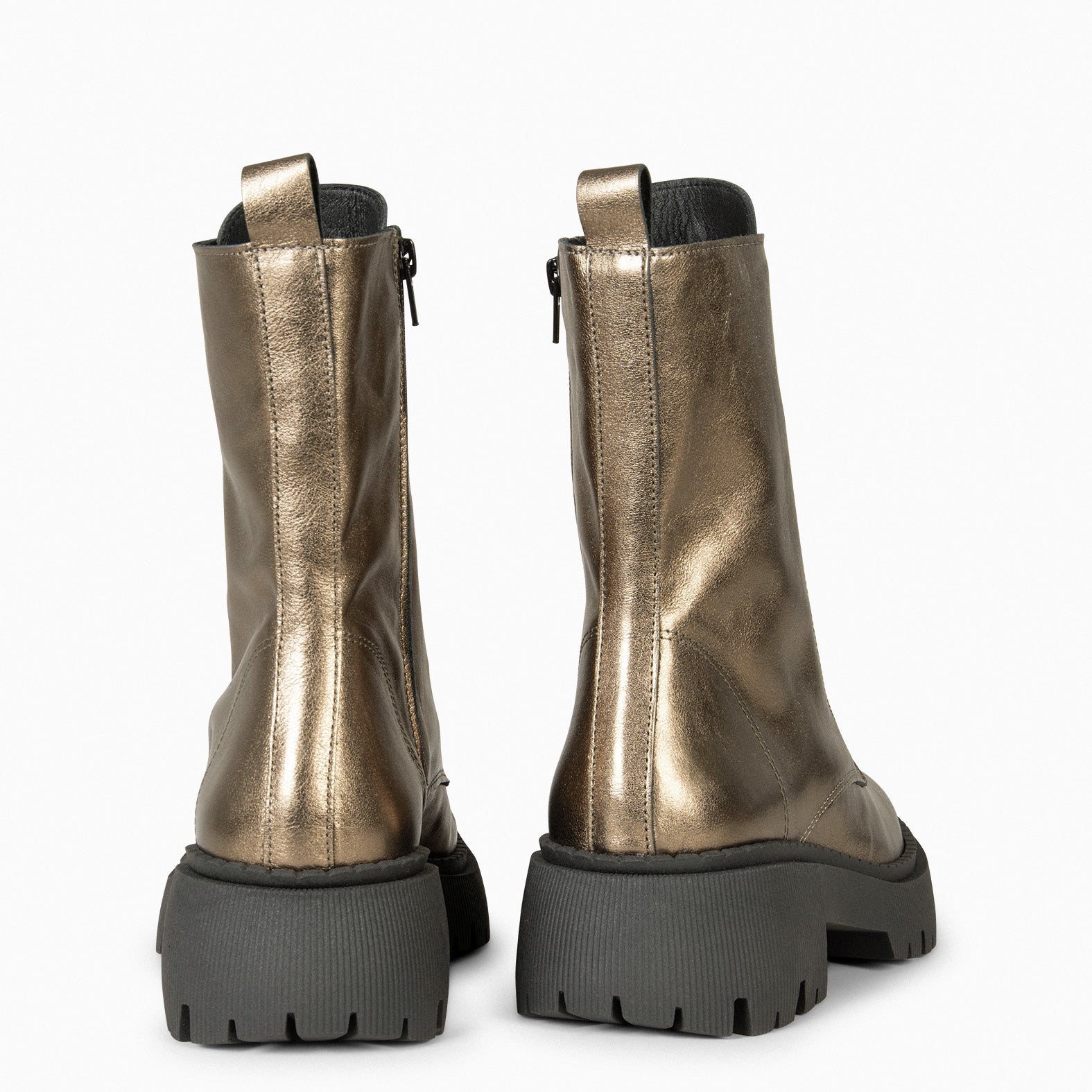 HALEN – METALLIC Military boots with track platform