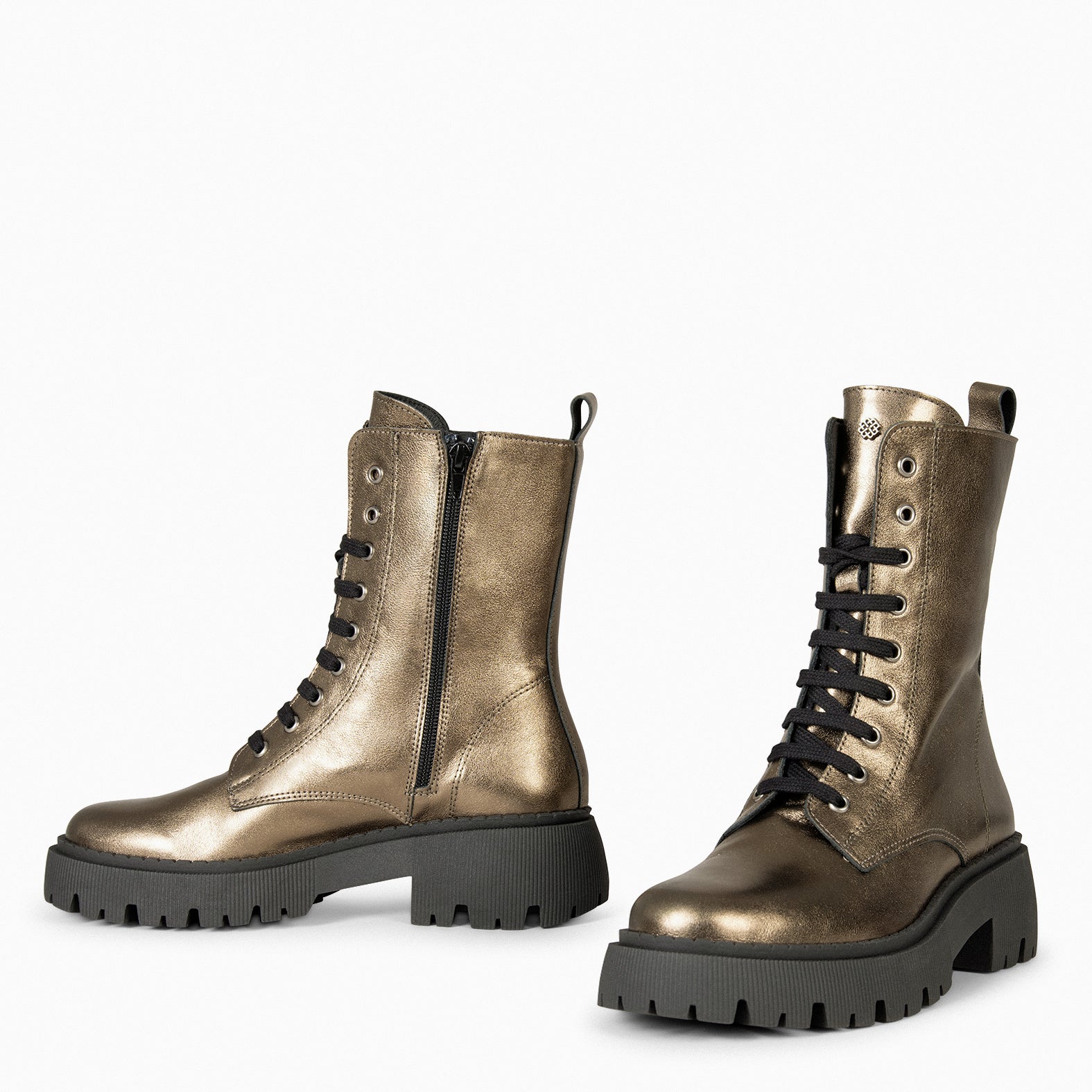 HALEN METALLIC Military boots with track platform miMaO