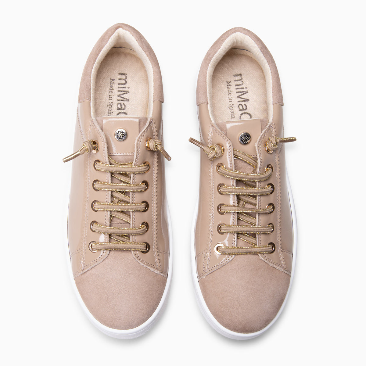 NANTES - Nude leren sneakers van lakleer
