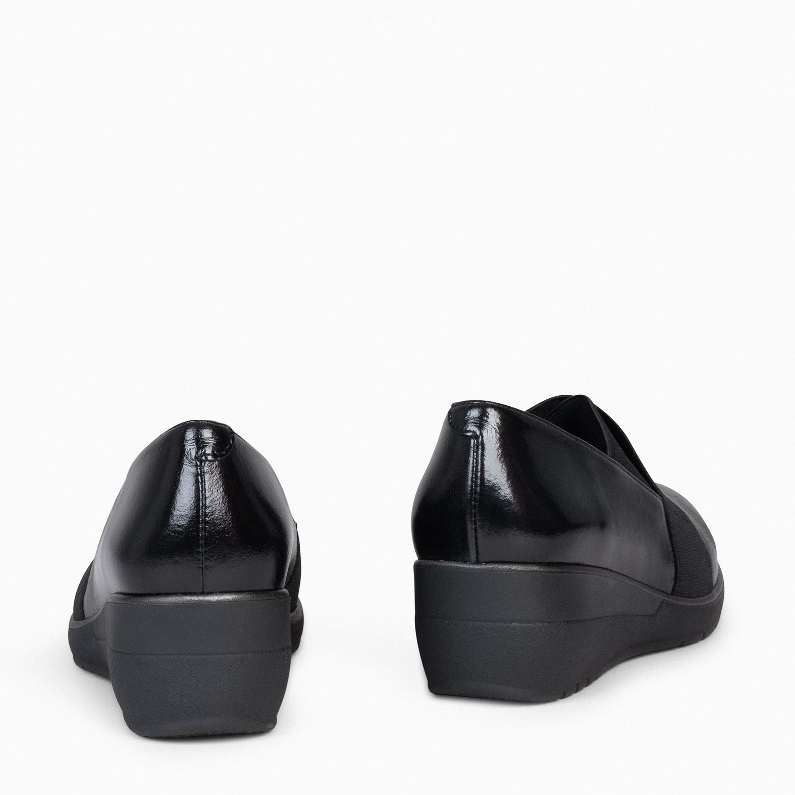 LIA - Zapatos de cuña con tiras elásticas NEGRO