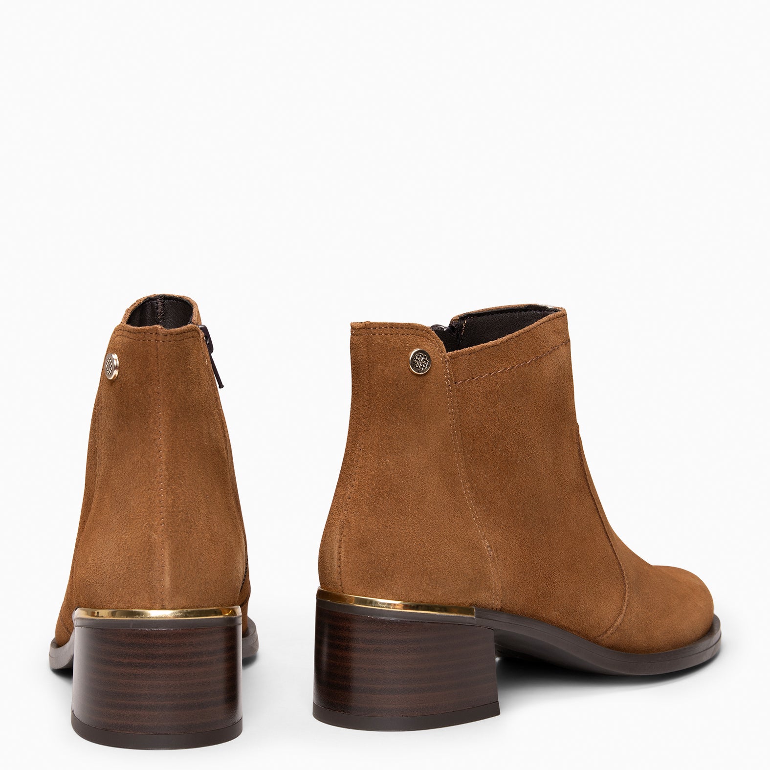 NIXIE - Bottines à talon moyen en daim hydrofuge CAMEL